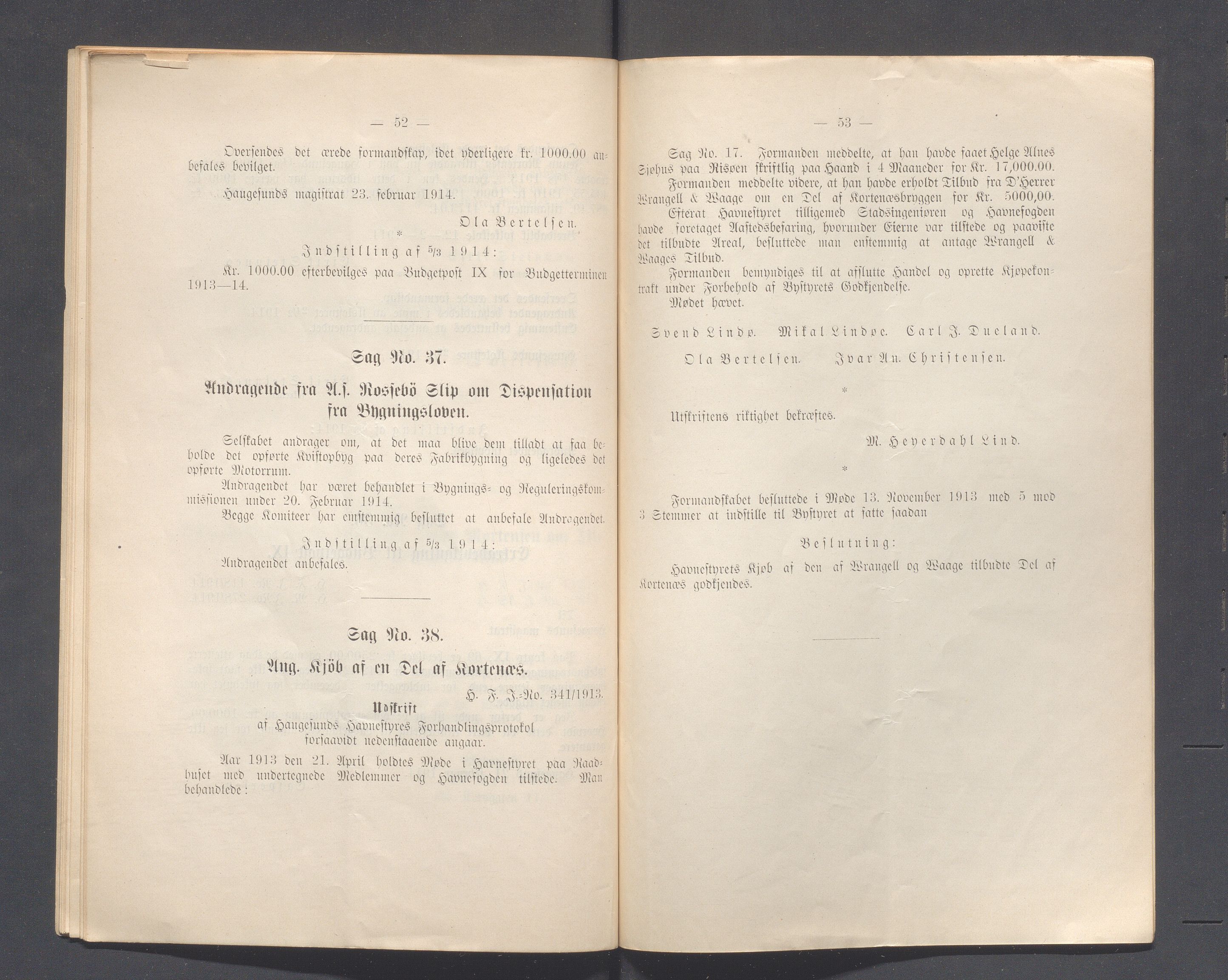 Haugesund kommune - Formannskapet og Bystyret, IKAR/A-740/A/Abb/L0002: Bystyreforhandlinger, 1908-1917, p. 504