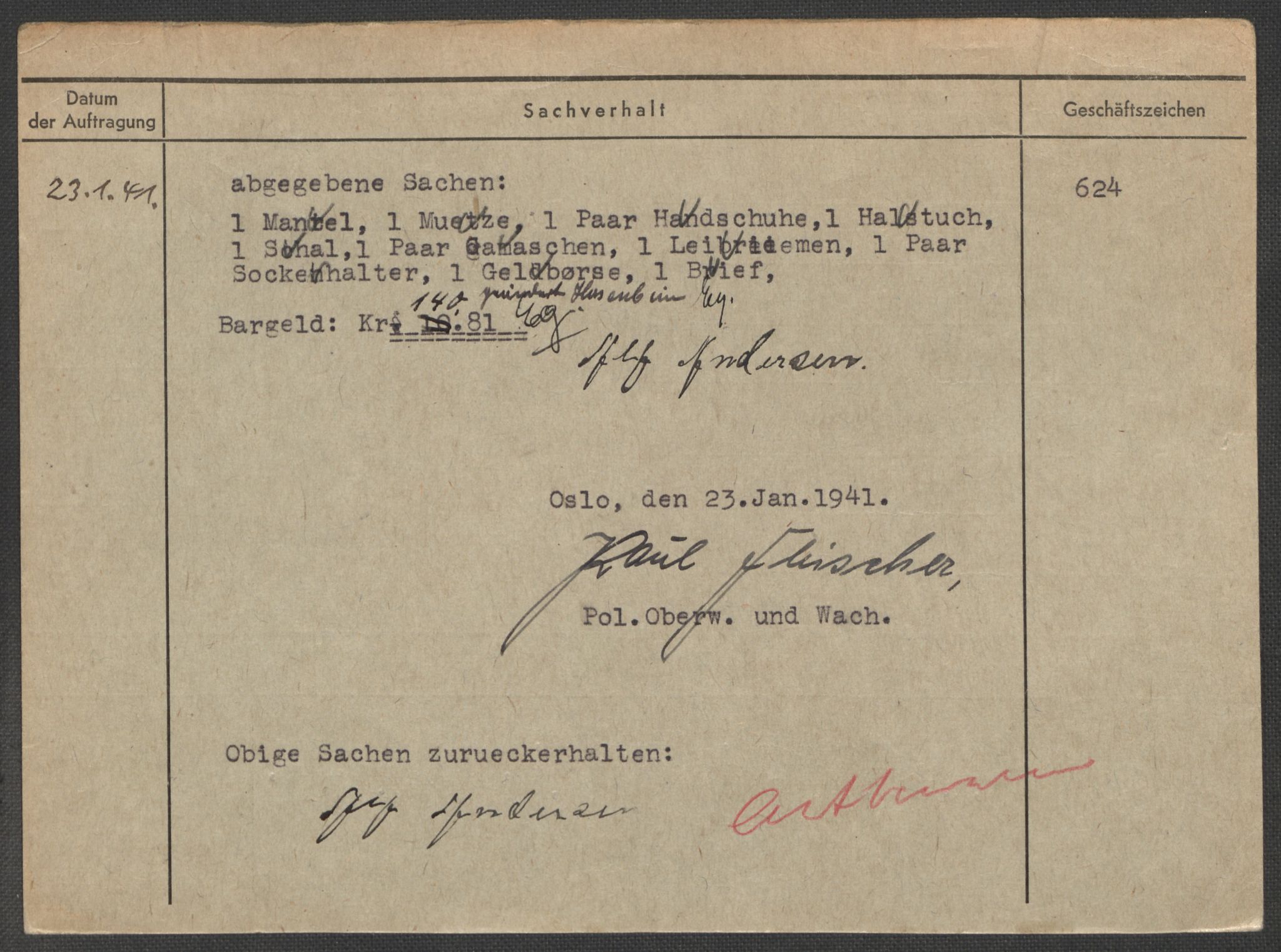 Befehlshaber der Sicherheitspolizei und des SD, AV/RA-RAFA-5969/E/Ea/Eaa/L0001: Register over norske fanger i Møllergata 19: A-Bj, 1940-1945, p. 153