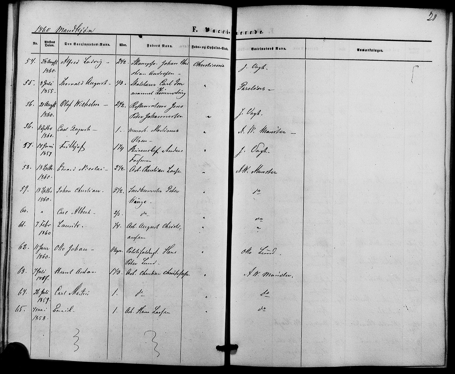 Trefoldighet prestekontor Kirkebøker, AV/SAO-A-10882/F/Fh/L0001: Vaccination register no. 1, 1857-1867, p. 21