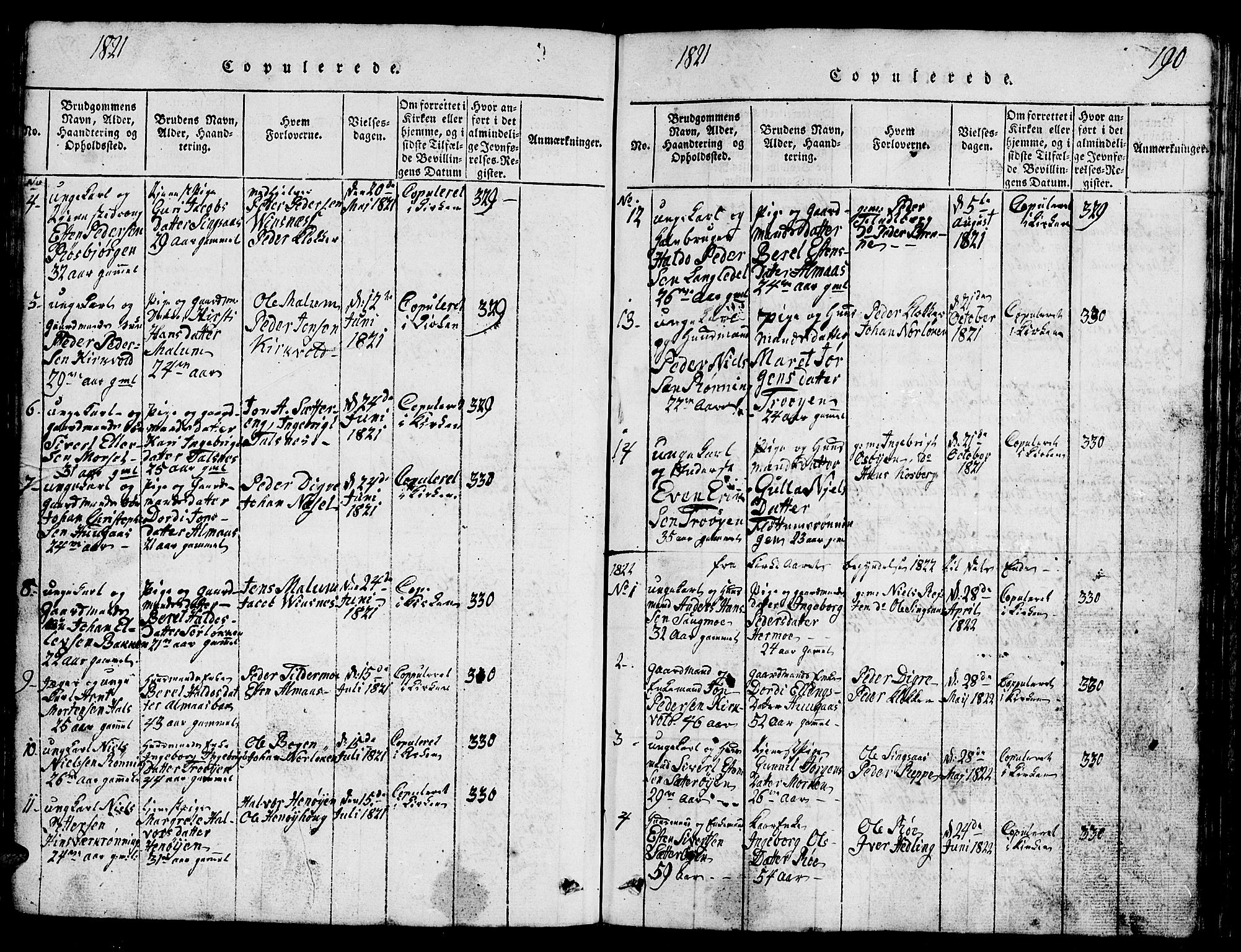 Ministerialprotokoller, klokkerbøker og fødselsregistre - Sør-Trøndelag, SAT/A-1456/688/L1026: Parish register (copy) no. 688C01, 1817-1860, p. 190