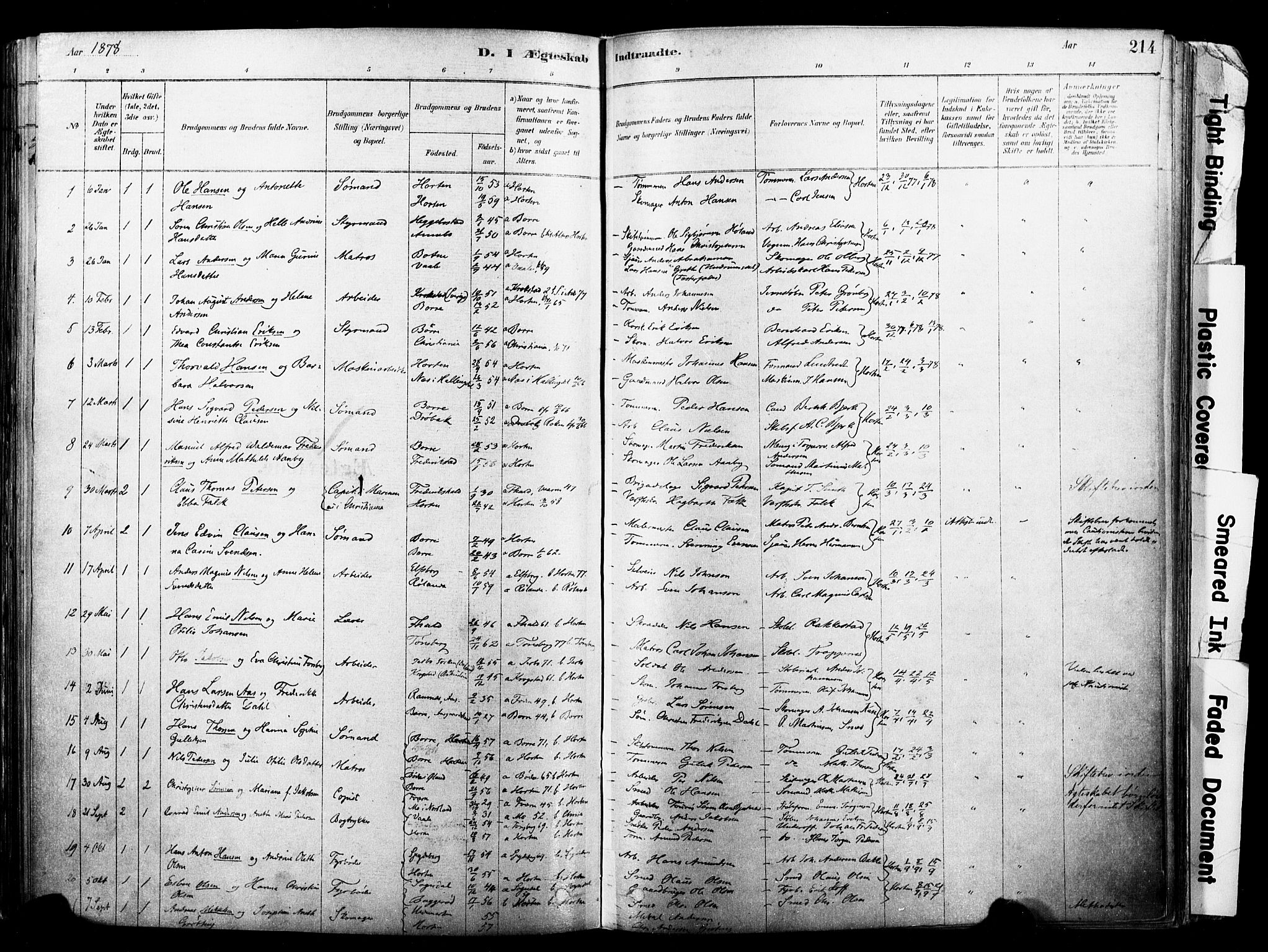 Horten kirkebøker, AV/SAKO-A-348/F/Fa/L0003: Parish register (official) no. 3, 1878-1887, p. 214