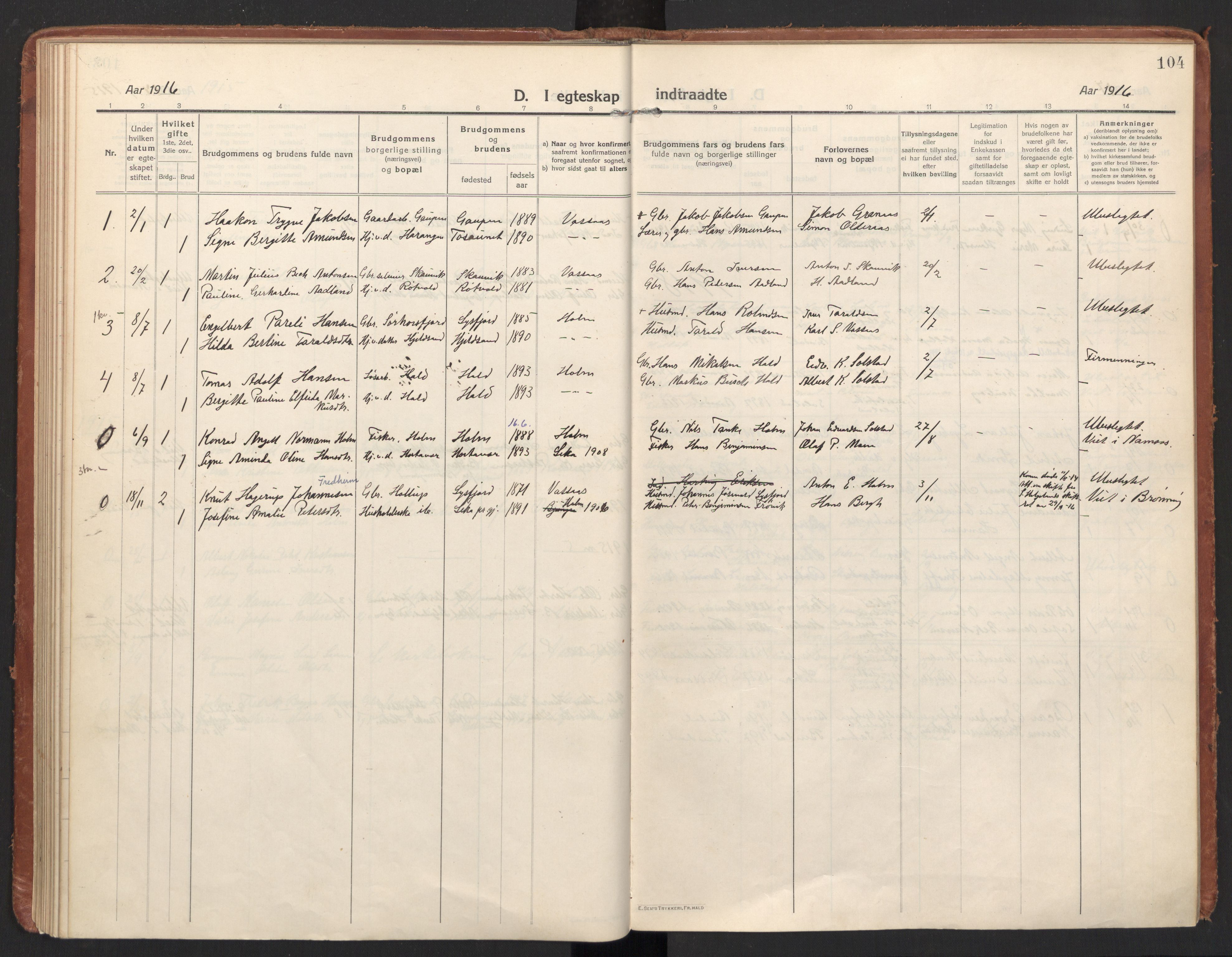 Ministerialprotokoller, klokkerbøker og fødselsregistre - Nordland, AV/SAT-A-1459/811/L0168: Parish register (official) no. 811A05, 1914-1932, p. 104