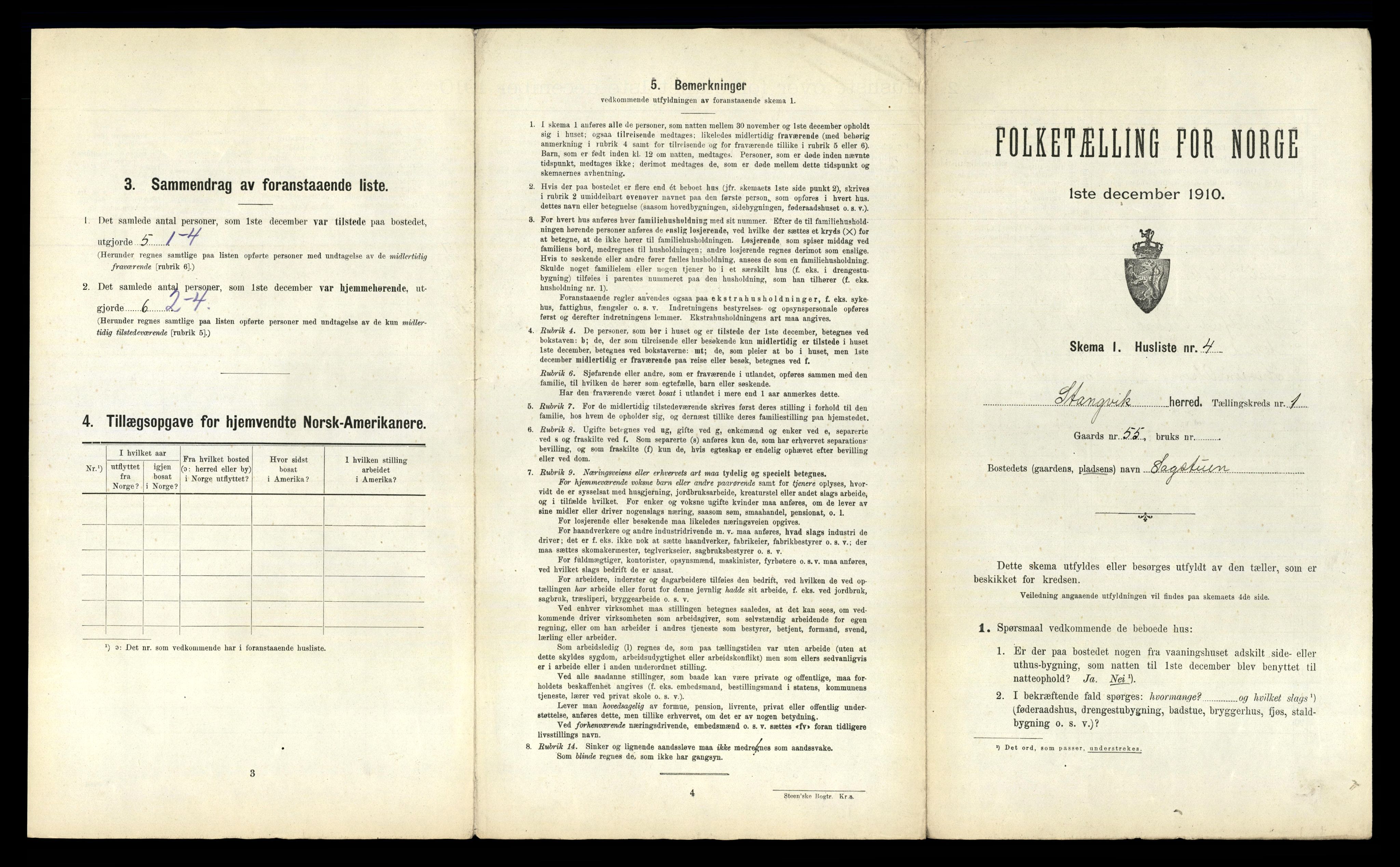 RA, 1910 census for Stangvik, 1910, p. 38