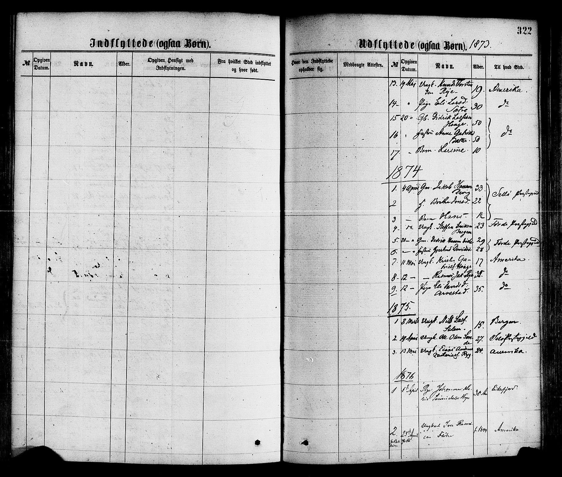 Gloppen sokneprestembete, SAB/A-80101/H/Haa/Haaa/L0010: Parish register (official) no. A 10, 1871-1884, p. 322