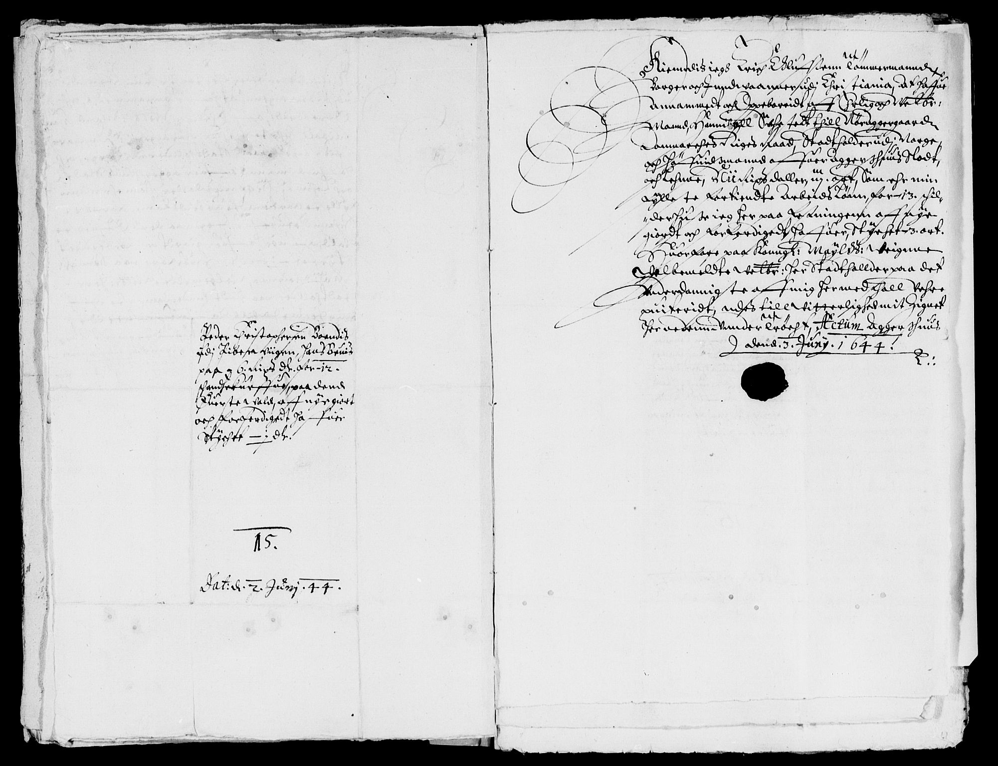 Rentekammeret inntil 1814, Reviderte regnskaper, Lensregnskaper, AV/RA-EA-5023/R/Rb/Rba/L0182: Akershus len, 1643-1645