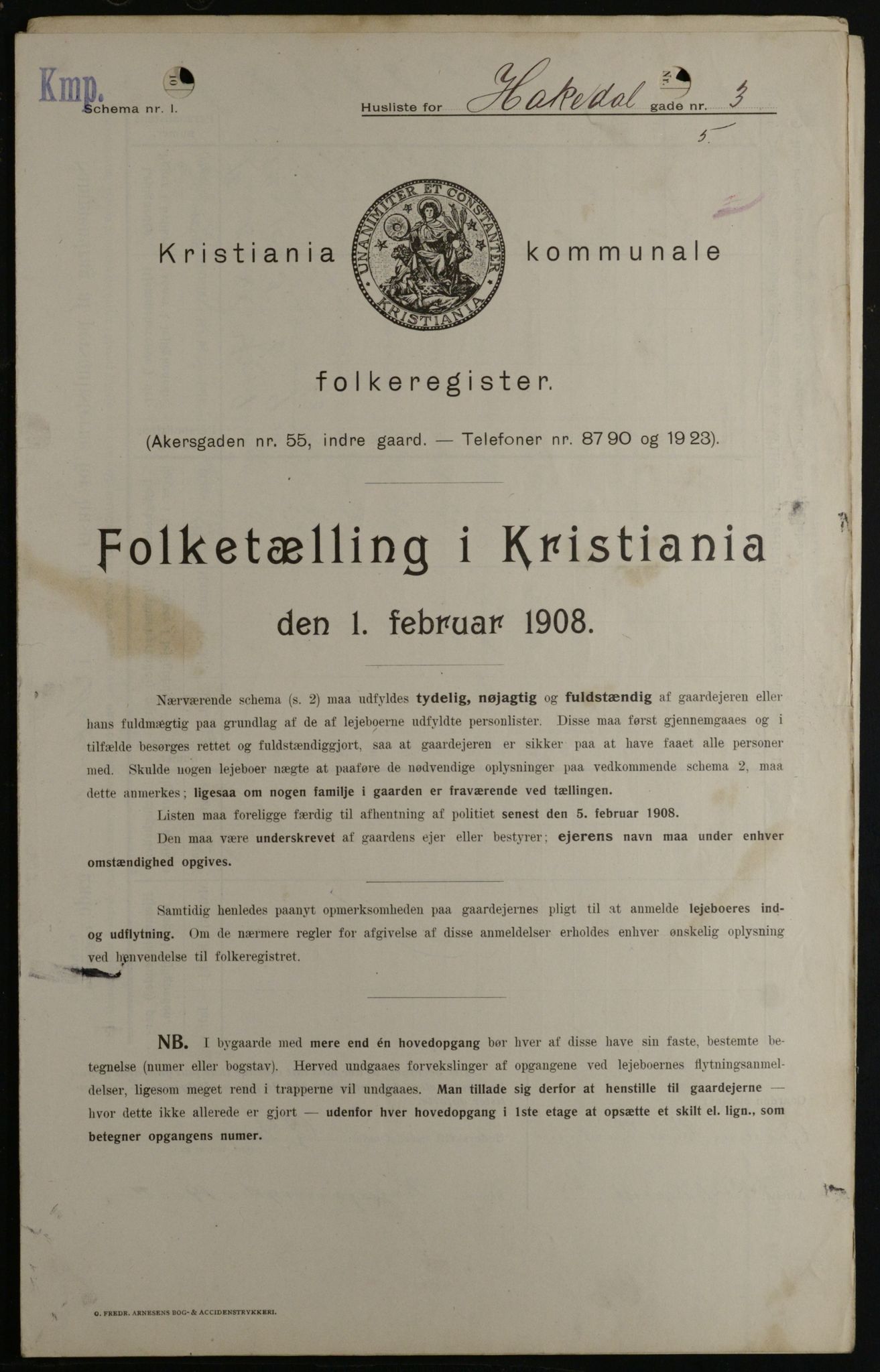 OBA, Municipal Census 1908 for Kristiania, 1908, p. 30736