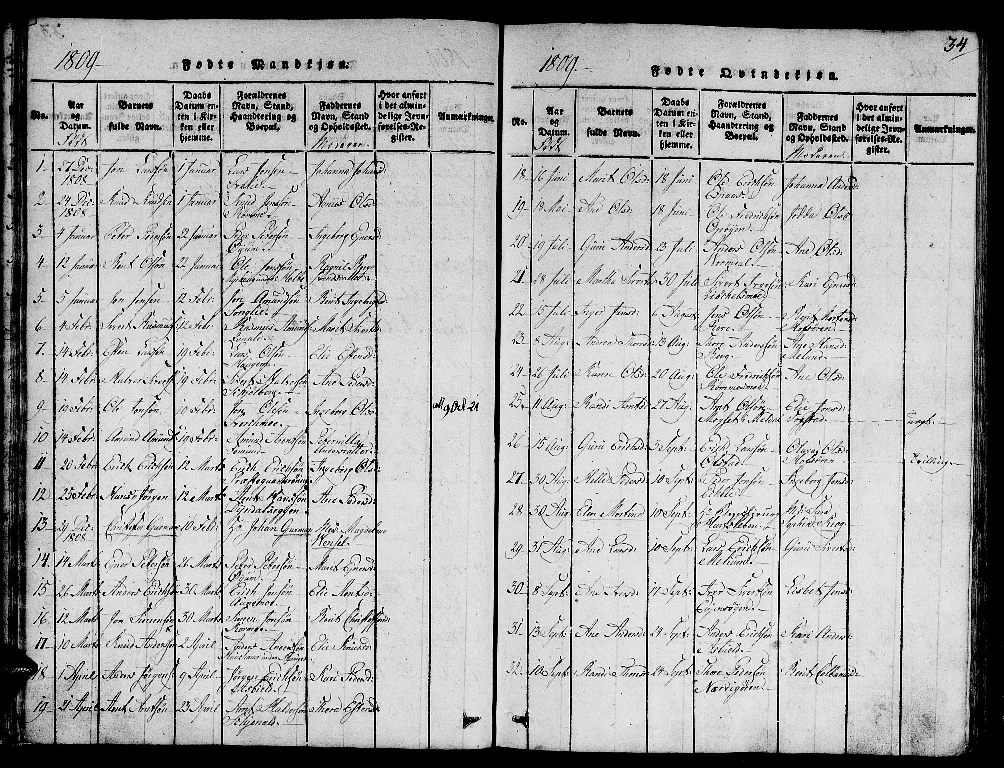 Ministerialprotokoller, klokkerbøker og fødselsregistre - Sør-Trøndelag, SAT/A-1456/668/L0803: Parish register (official) no. 668A03, 1800-1826, p. 34