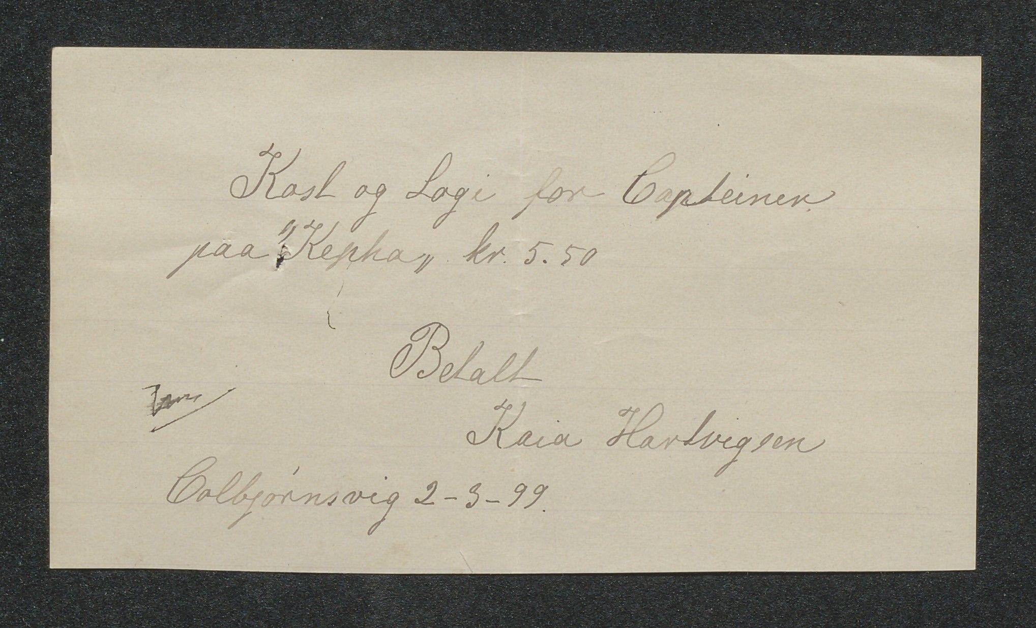 O. Terjesens rederi, AAKS/PA-2525/R/R02/L0002: Regnskapsbilag, 1899-1904