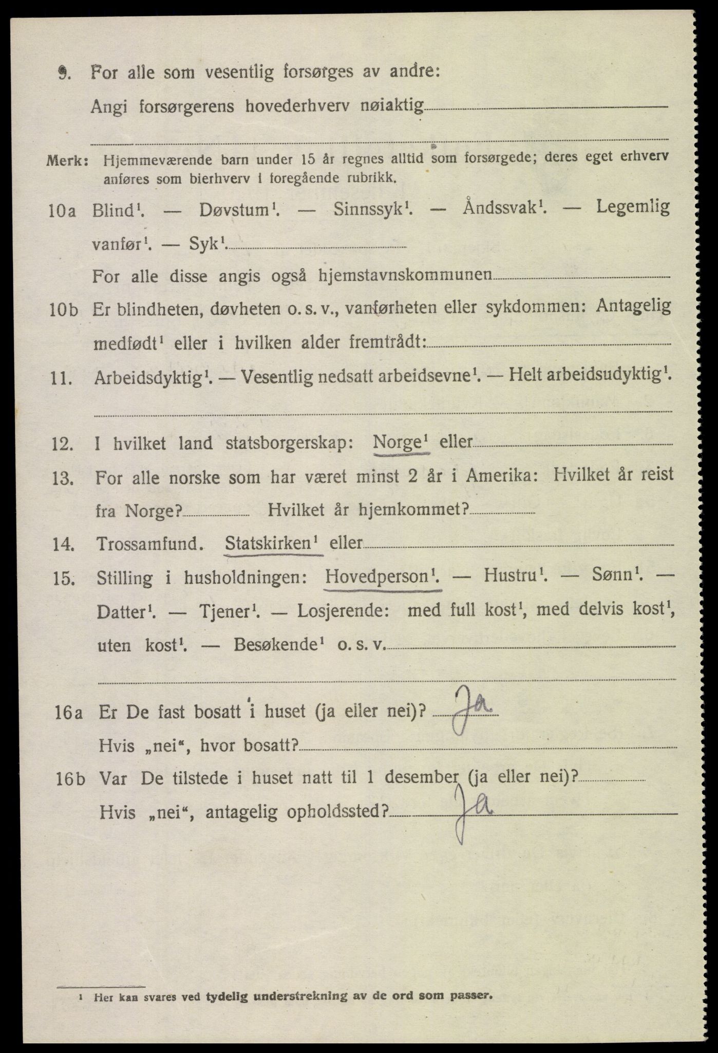 SAK, 1920 census for Spangereid, 1920, p. 2228