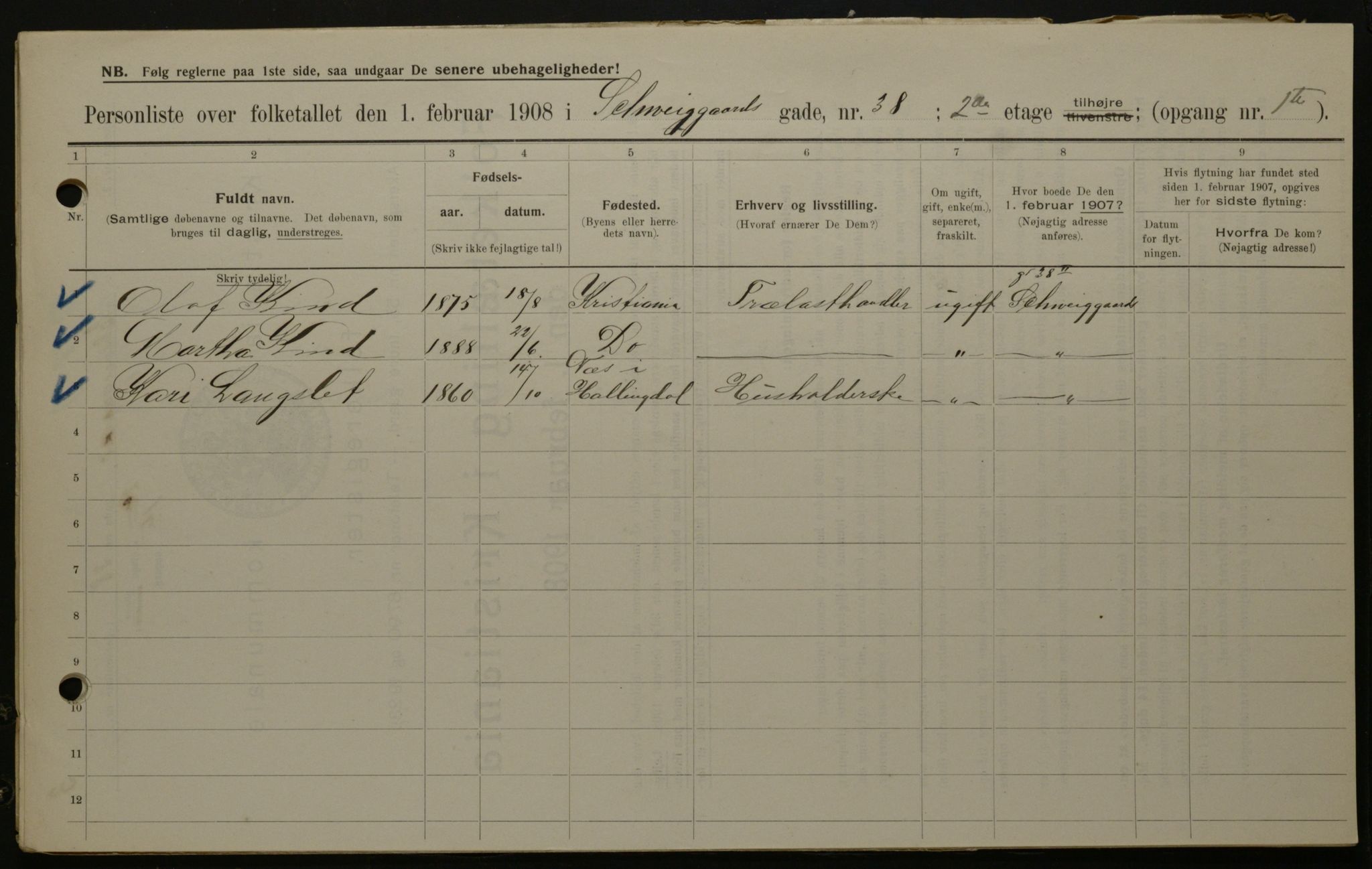 OBA, Municipal Census 1908 for Kristiania, 1908, p. 81825