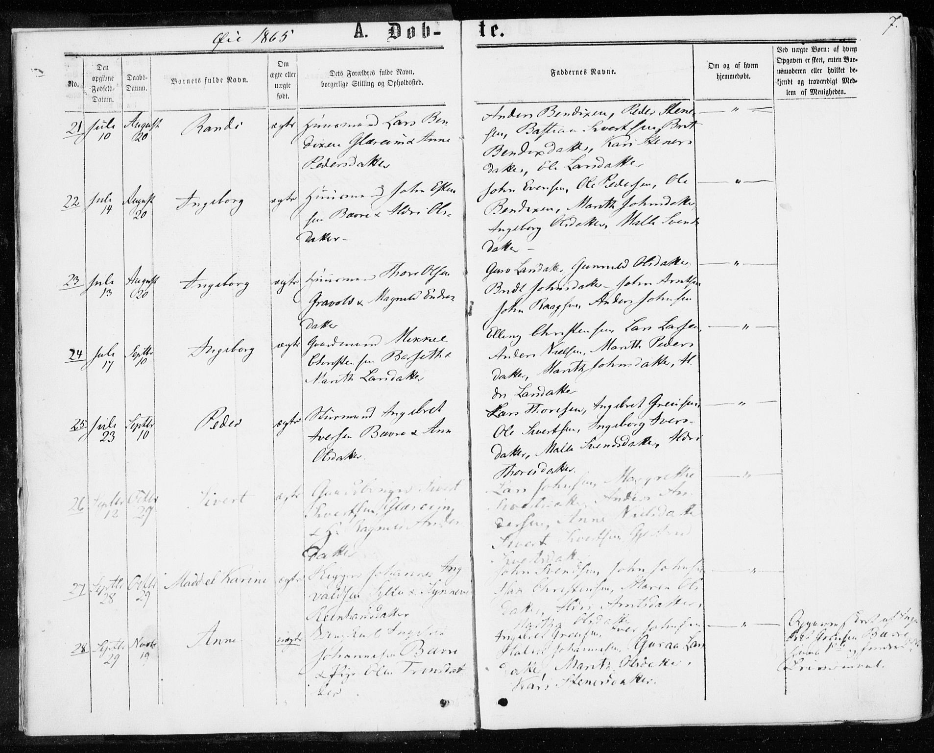 Ministerialprotokoller, klokkerbøker og fødselsregistre - Møre og Romsdal, SAT/A-1454/595/L1045: Parish register (official) no. 595A07, 1863-1873, p. 7