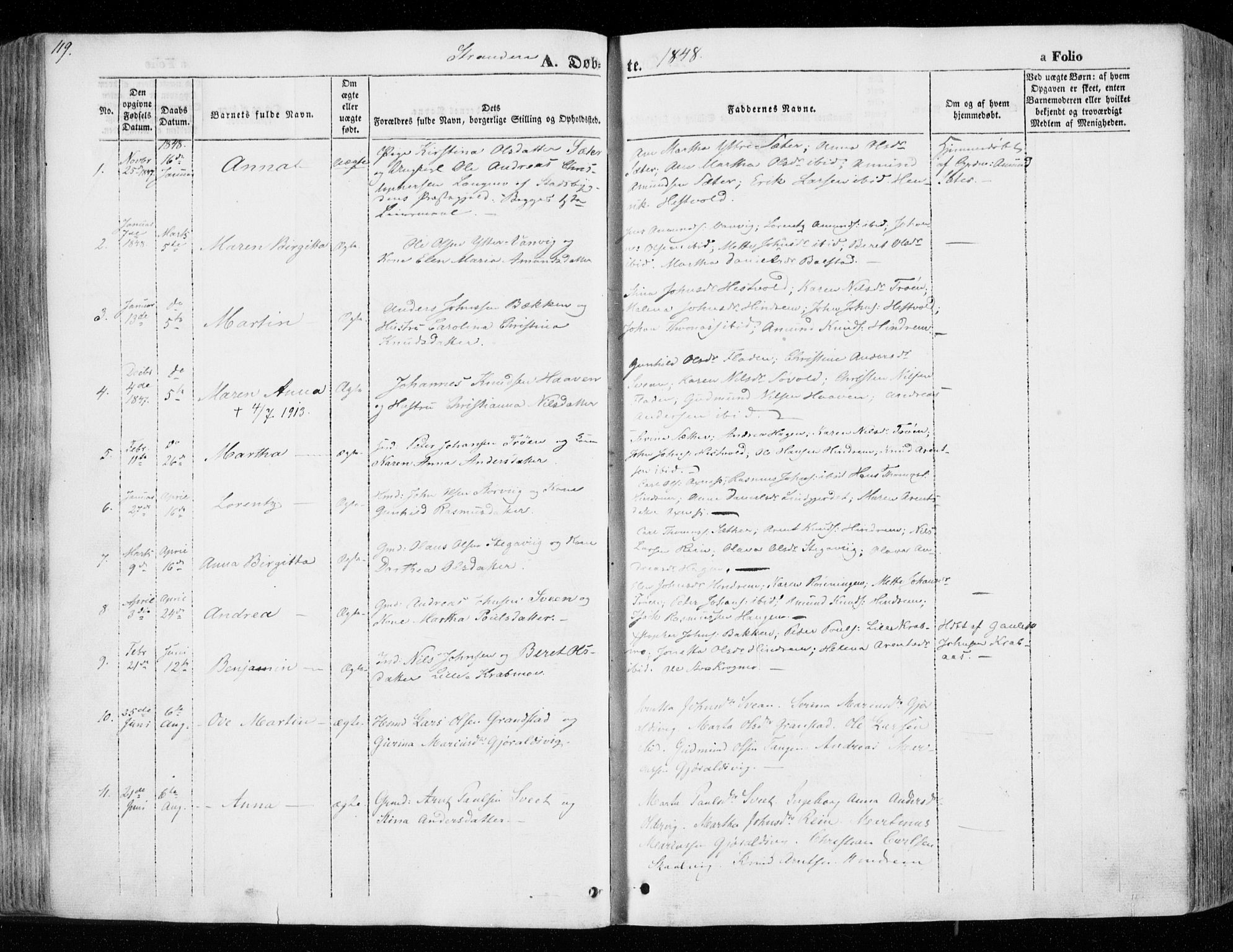 Ministerialprotokoller, klokkerbøker og fødselsregistre - Nord-Trøndelag, SAT/A-1458/701/L0007: Parish register (official) no. 701A07 /2, 1842-1854, p. 119