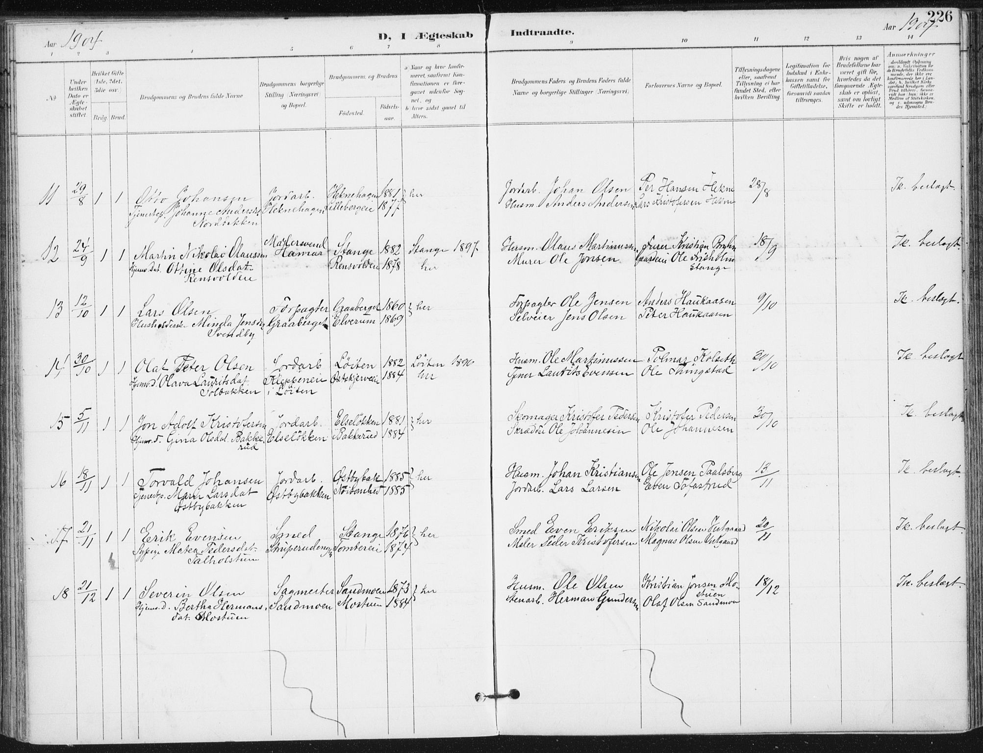 Romedal prestekontor, SAH/PREST-004/K/L0011: Parish register (official) no. 11, 1896-1912, p. 226