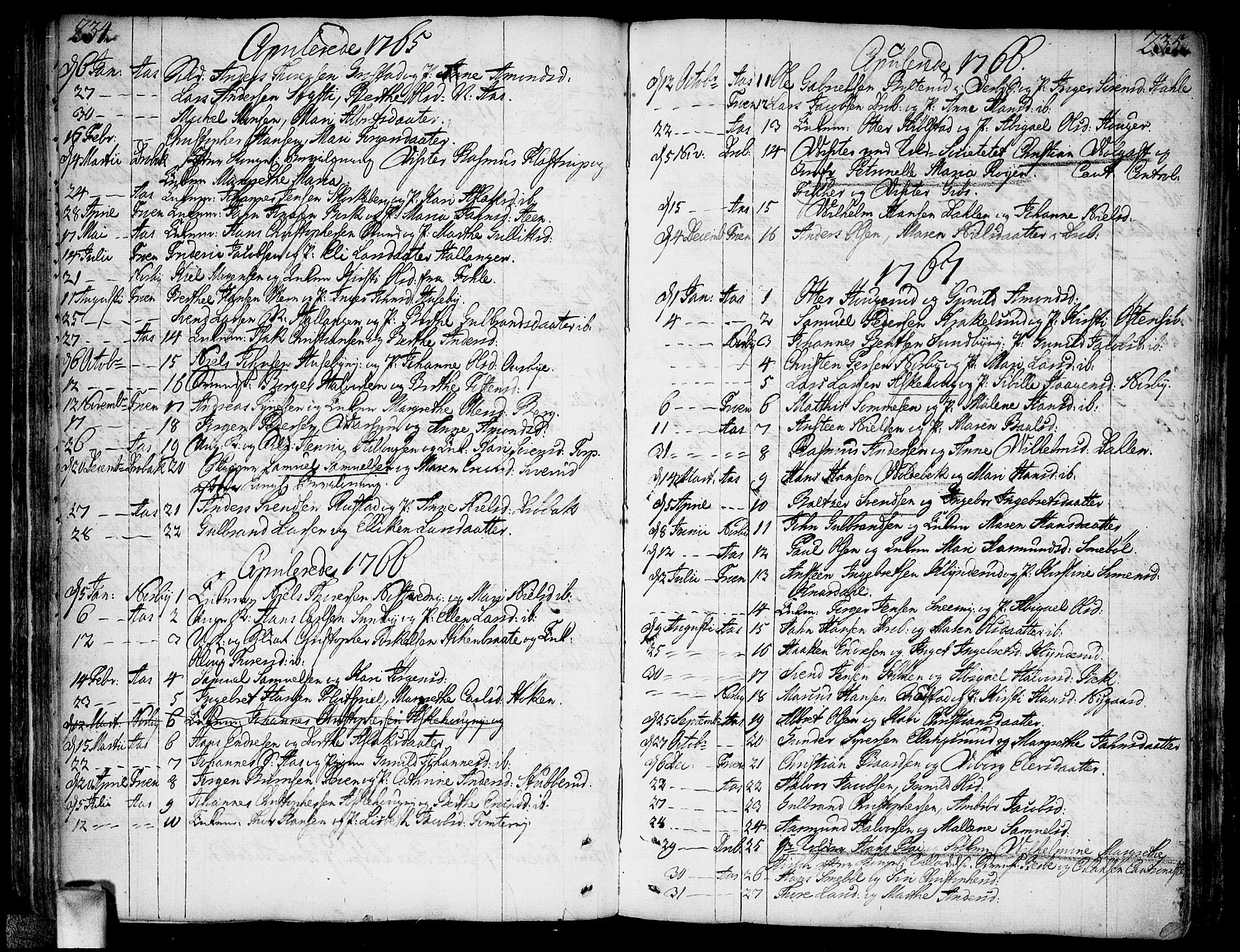 Ås prestekontor Kirkebøker, AV/SAO-A-10894/F/Fa/L0001: Parish register (official) no. I 1, 1742-1778, p. 234-235