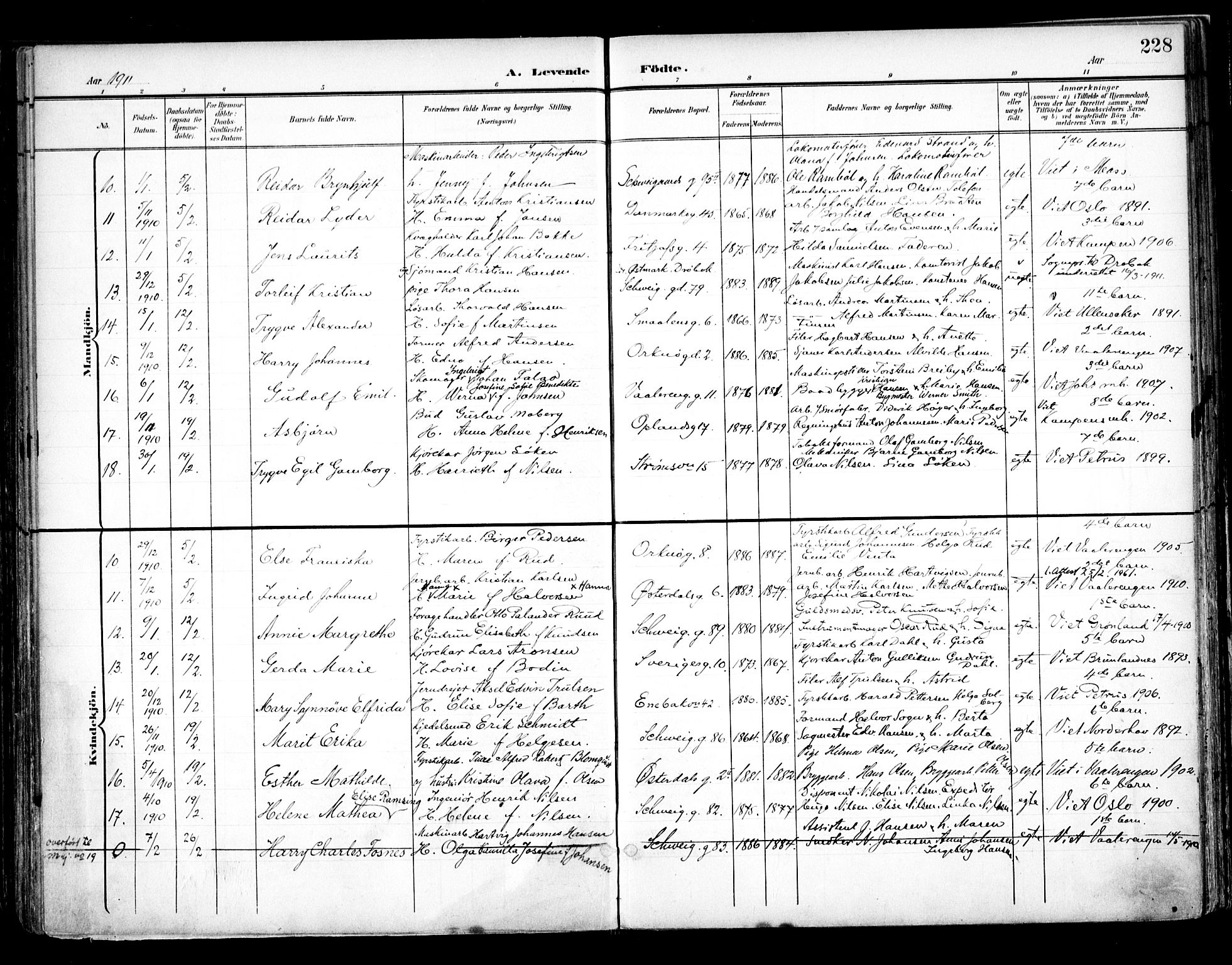 Vålerengen prestekontor Kirkebøker, SAO/A-10878/F/Fa/L0001: Parish register (official) no. 1, 1899-1915, p. 228