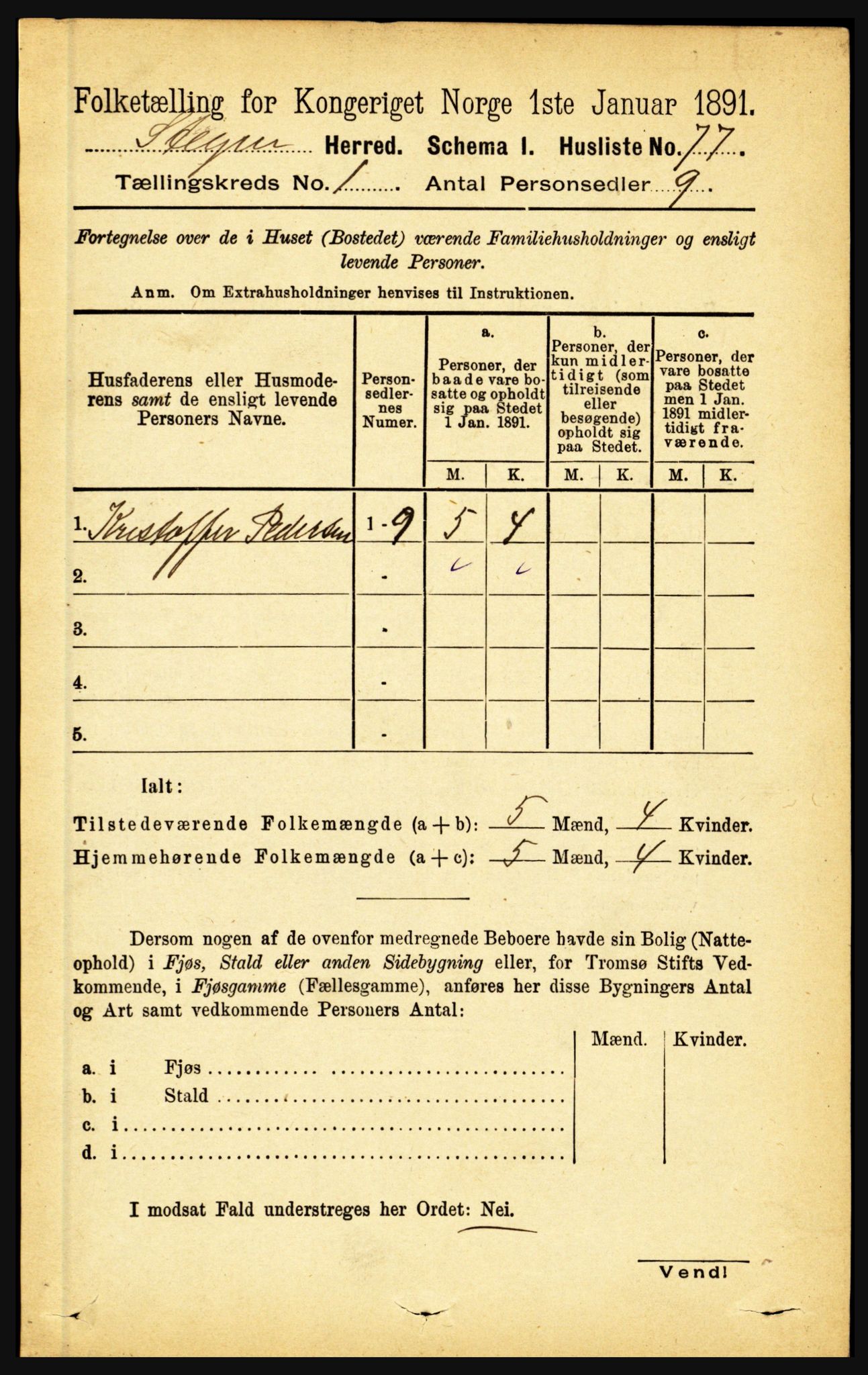 RA, 1891 census for 1848 Steigen, 1891, p. 104