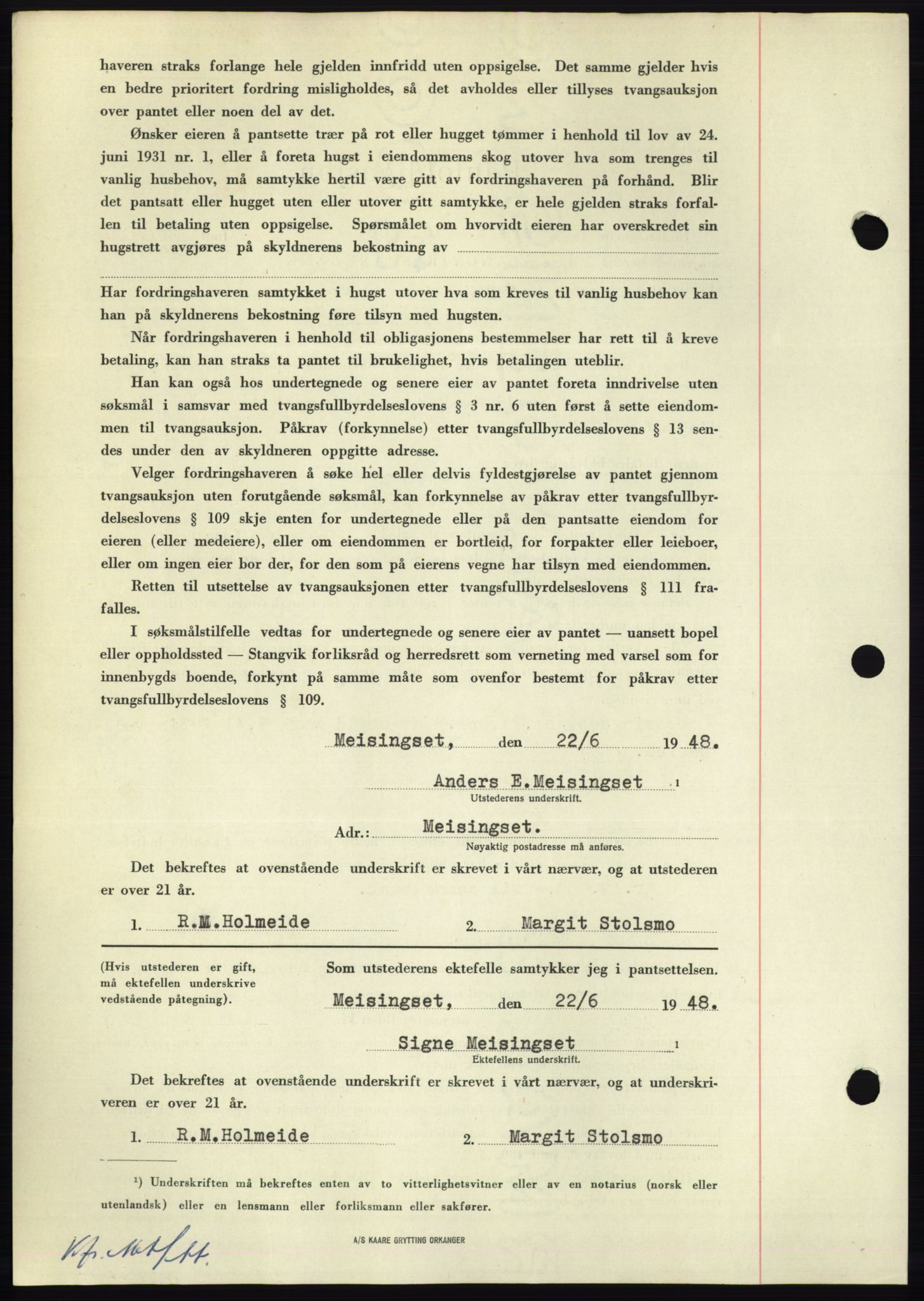 Nordmøre sorenskriveri, AV/SAT-A-4132/1/2/2Ca: Mortgage book no. B99, 1948-1948, Diary no: : 1946/1948