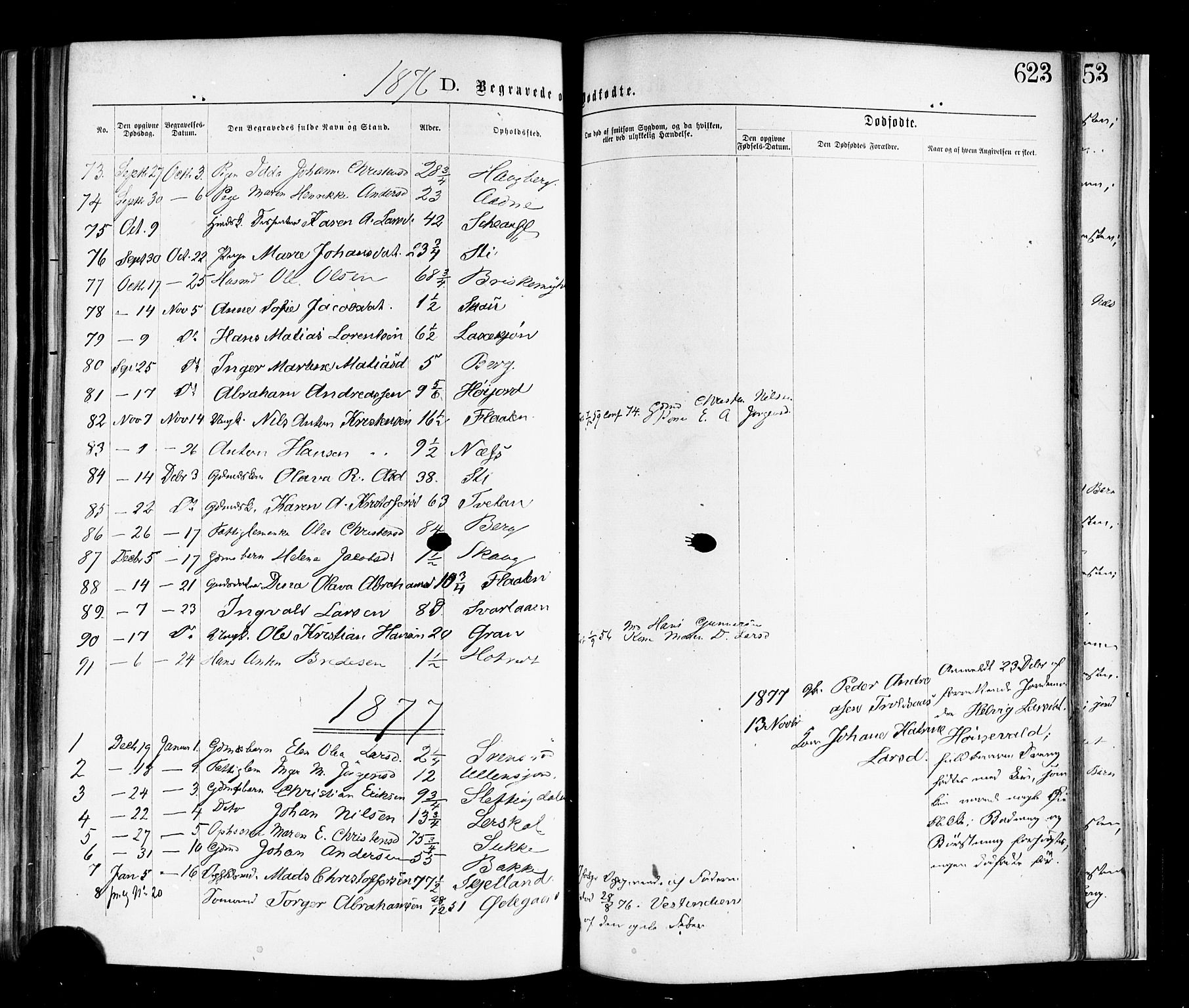 Andebu kirkebøker, AV/SAKO-A-336/F/Fa/L0006: Parish register (official) no. I 6, 1871-1878, p. 623