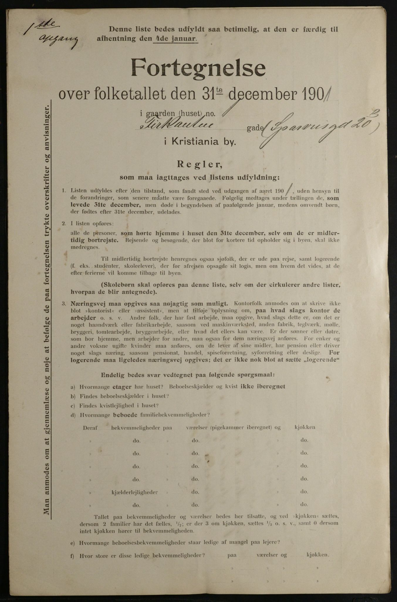 OBA, Municipal Census 1901 for Kristiania, 1901, p. 3895