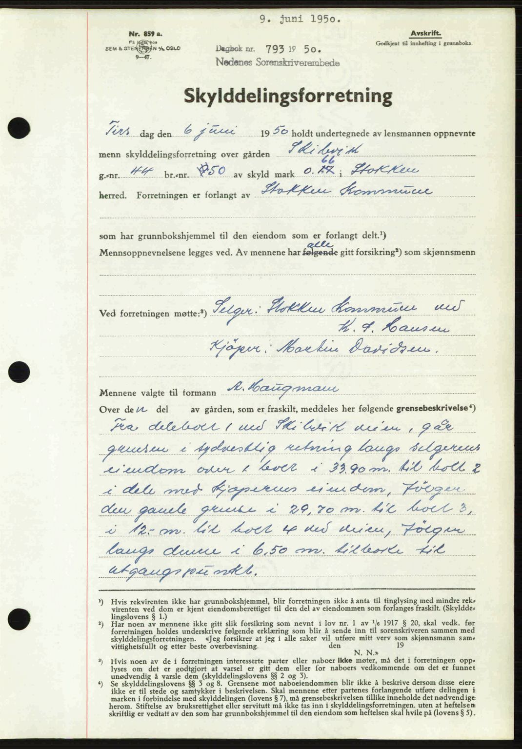 Nedenes sorenskriveri, SAK/1221-0006/G/Gb/Gba/L0062: Mortgage book no. A14, 1949-1950, Diary no: : 793/1950