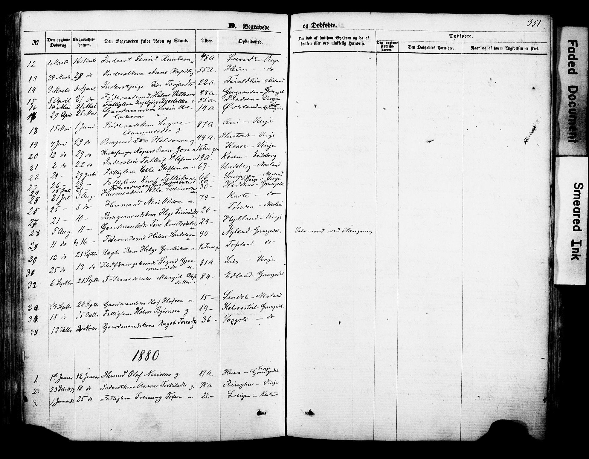 Vinje kirkebøker, SAKO/A-312/F/Fa/L0005: Parish register (official) no. I 5, 1870-1886, p. 351