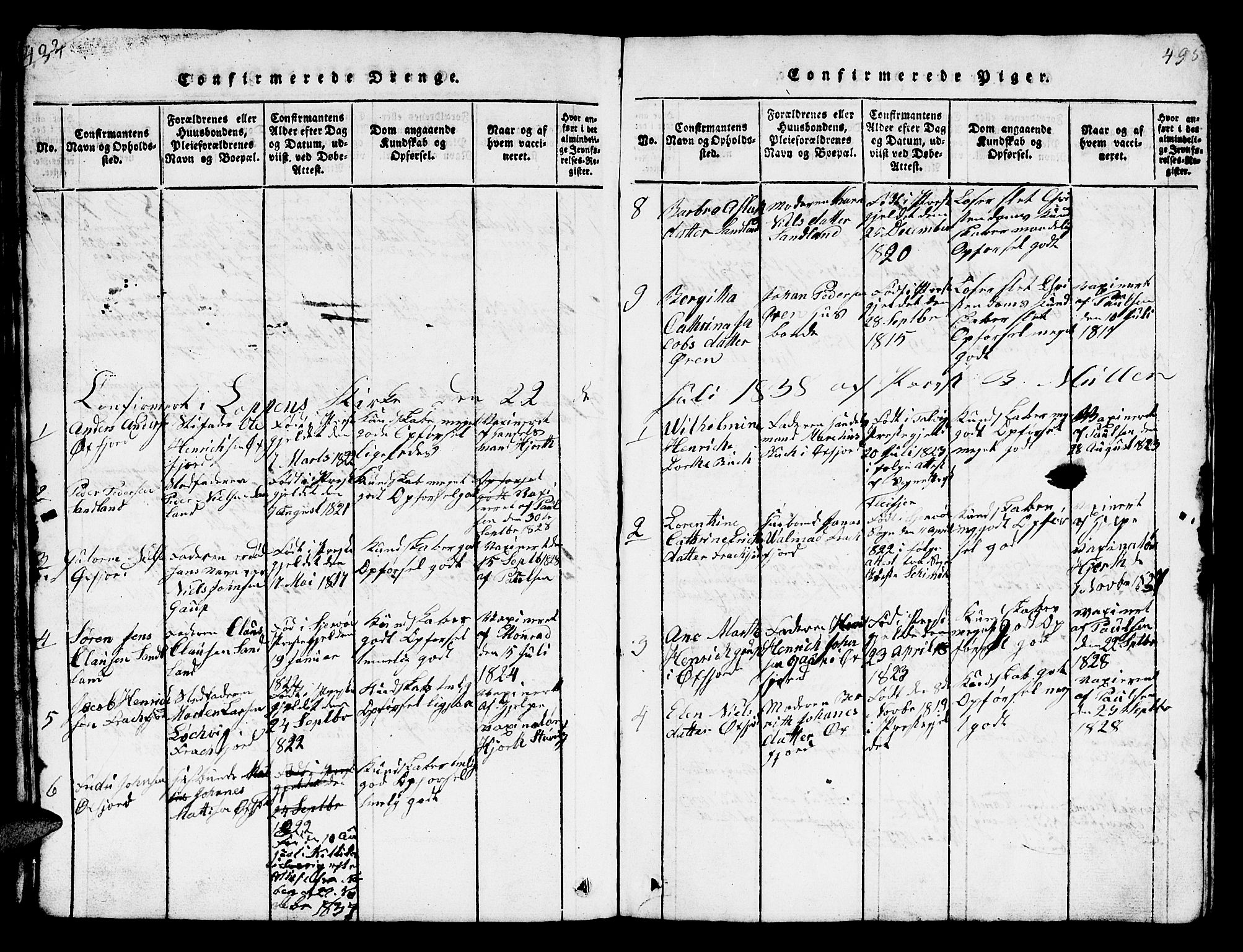Loppa sokneprestkontor, SATØ/S-1339/H/Hb/L0001klokker: Parish register (copy) no. 1, 1820-1849, p. 494-495