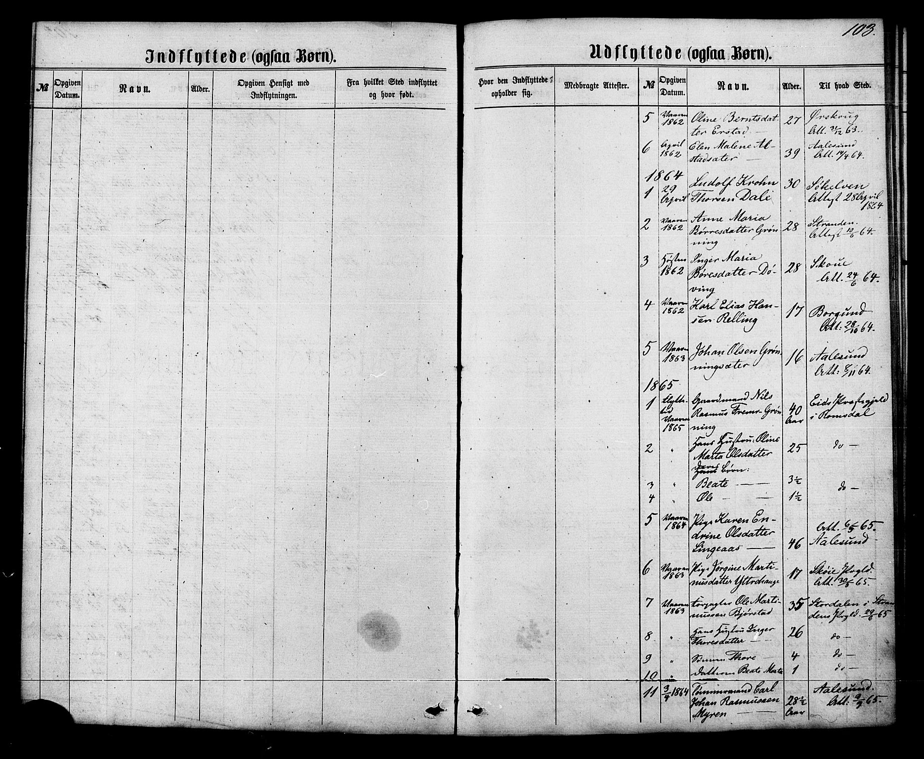 Ministerialprotokoller, klokkerbøker og fødselsregistre - Møre og Romsdal, SAT/A-1454/519/L0253: Parish register (official) no. 519A12, 1860-1883, p. 103