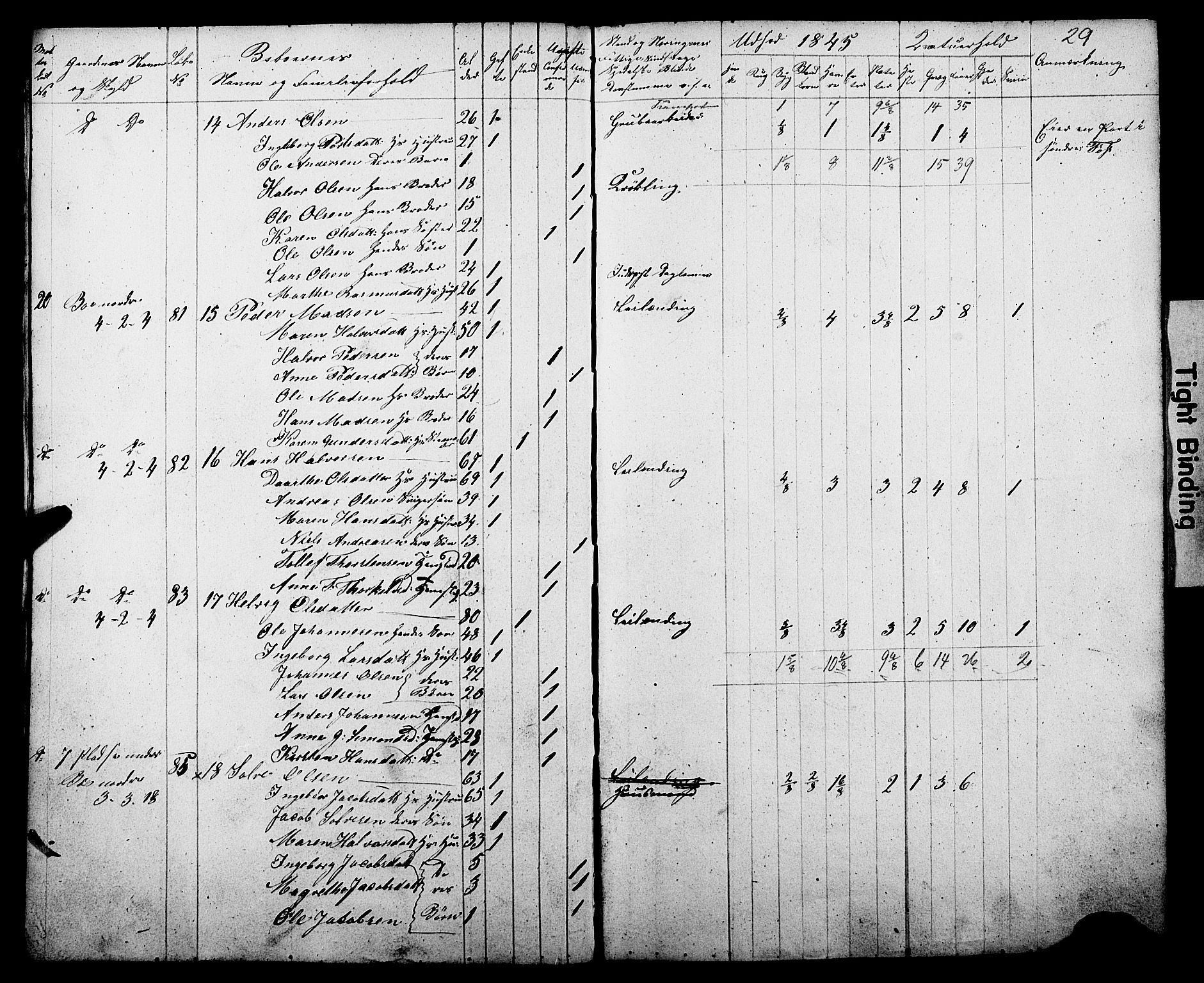 , Census 1845 for Gjerpen, 1845, p. 29