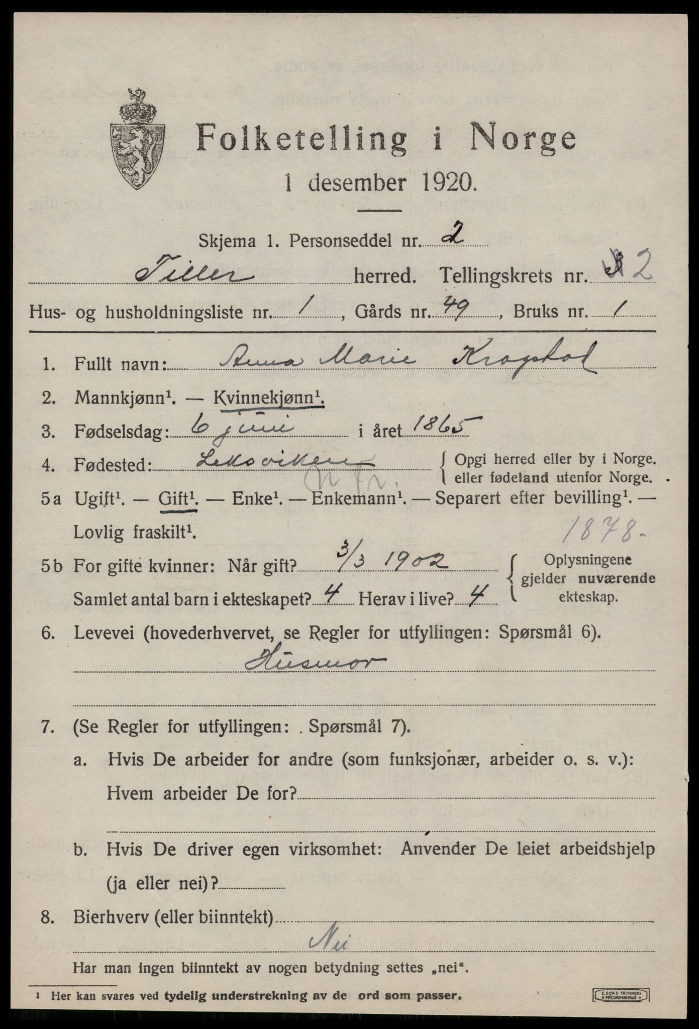 SAT, 1920 census for Tiller, 1920, p. 979