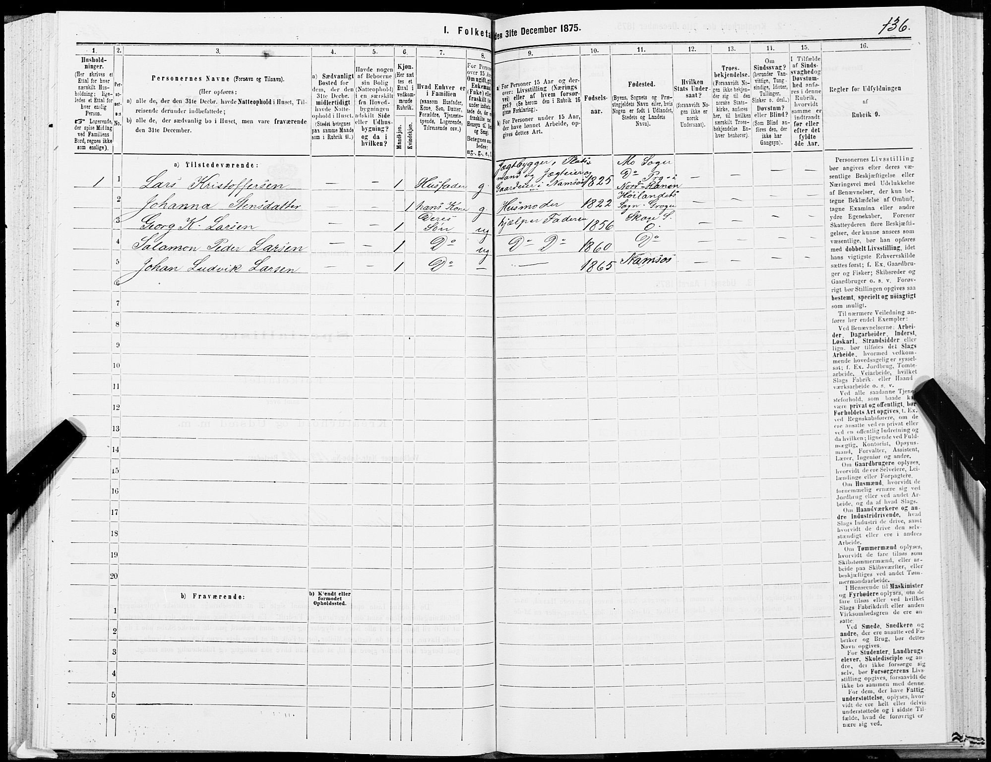 SAT, 1875 census for 1744P Overhalla, 1875, p. 3136