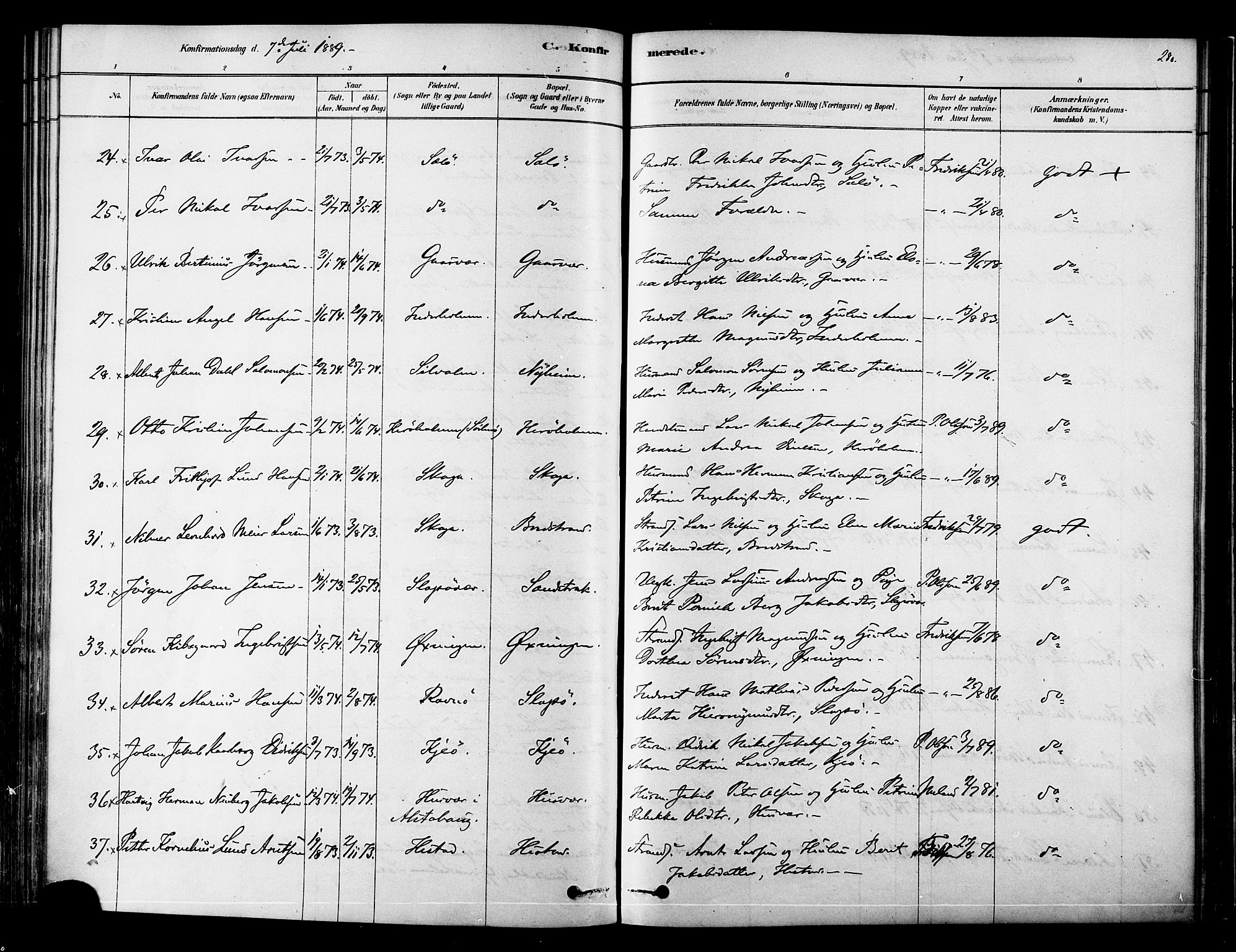 Ministerialprotokoller, klokkerbøker og fødselsregistre - Nordland, AV/SAT-A-1459/834/L0507: Parish register (official) no. 834A05, 1878-1892, p. 280