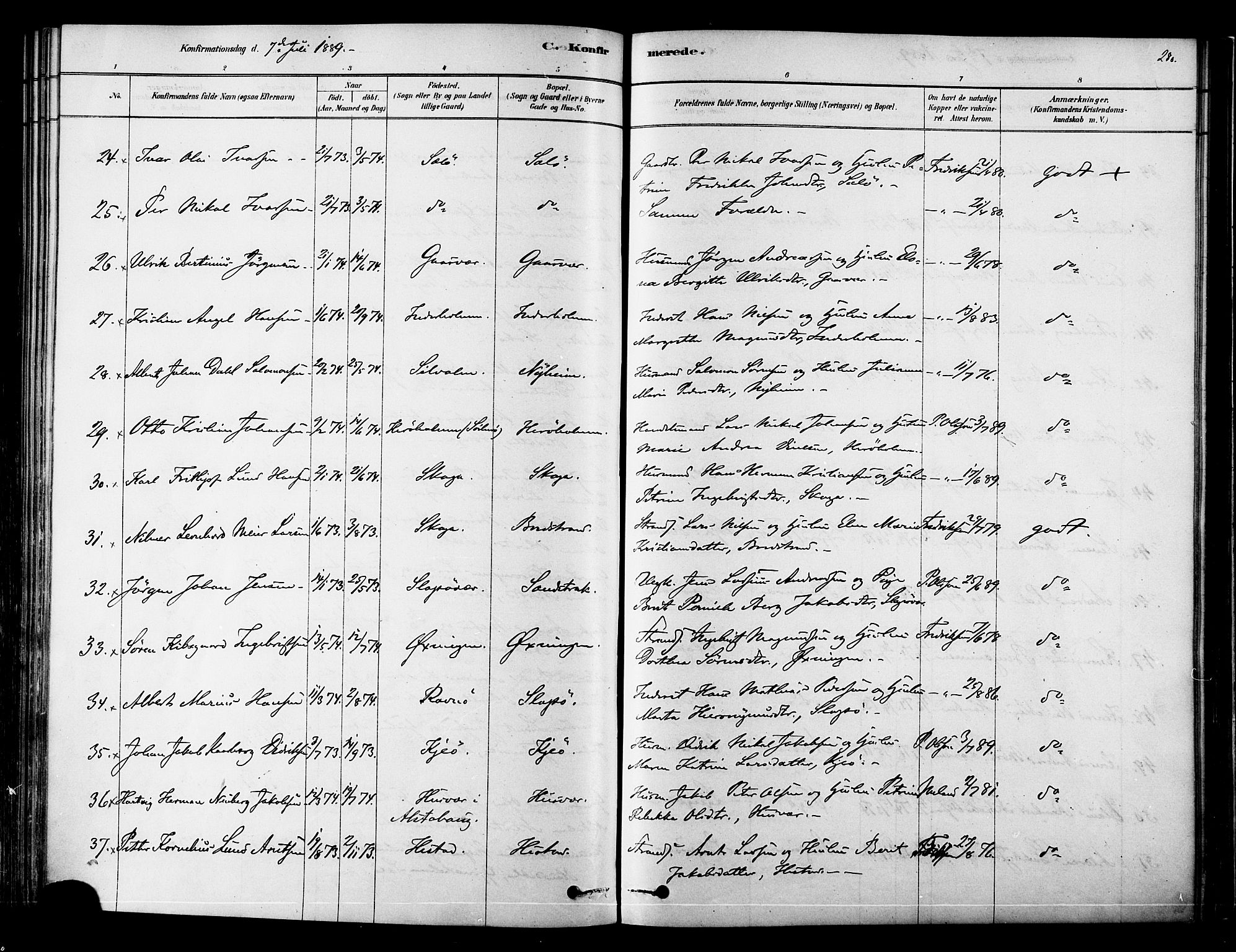 Ministerialprotokoller, klokkerbøker og fødselsregistre - Nordland, AV/SAT-A-1459/834/L0507: Parish register (official) no. 834A05, 1878-1892, p. 280