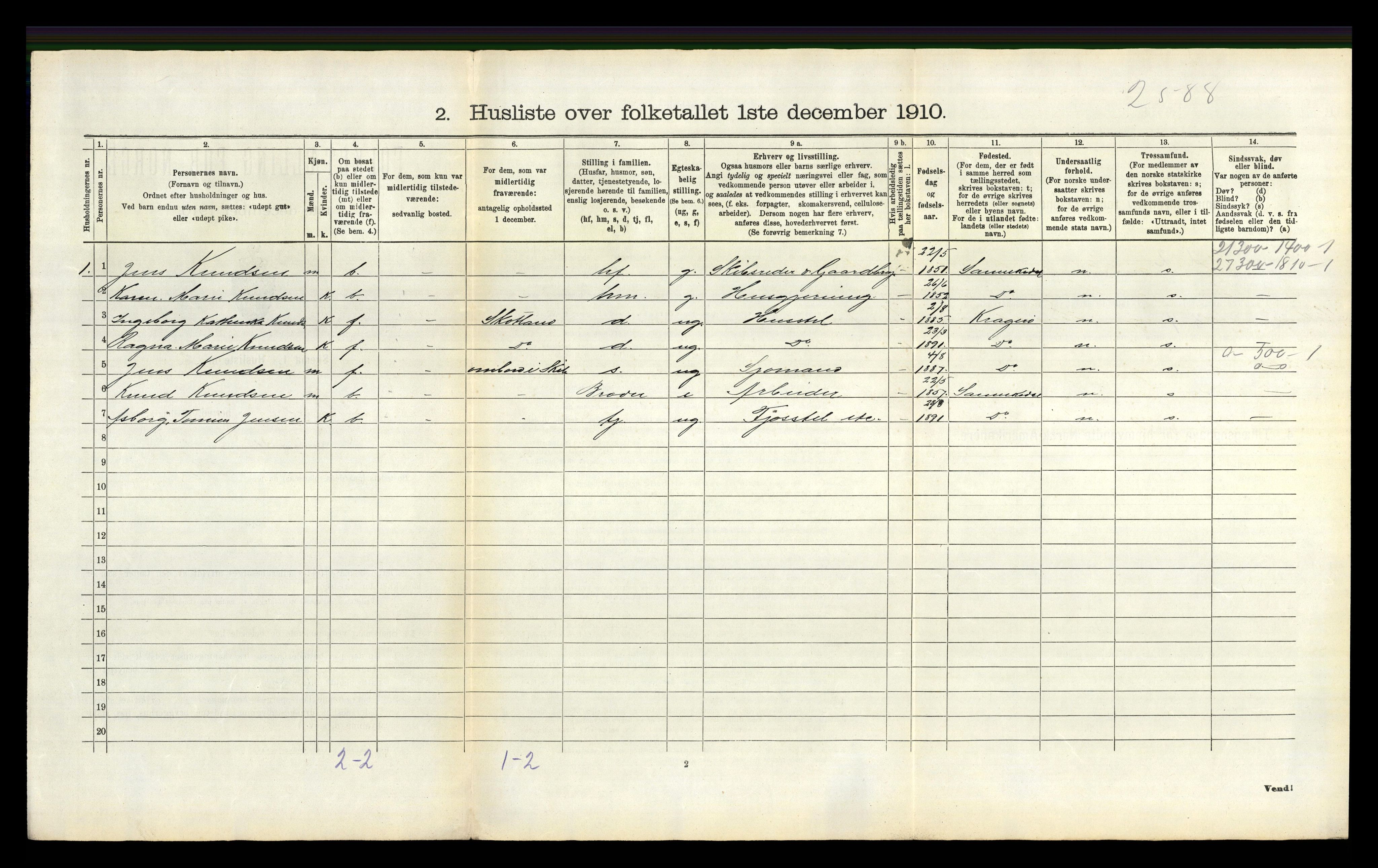 RA, 1910 census for Skåtøy, 1910, p. 1210