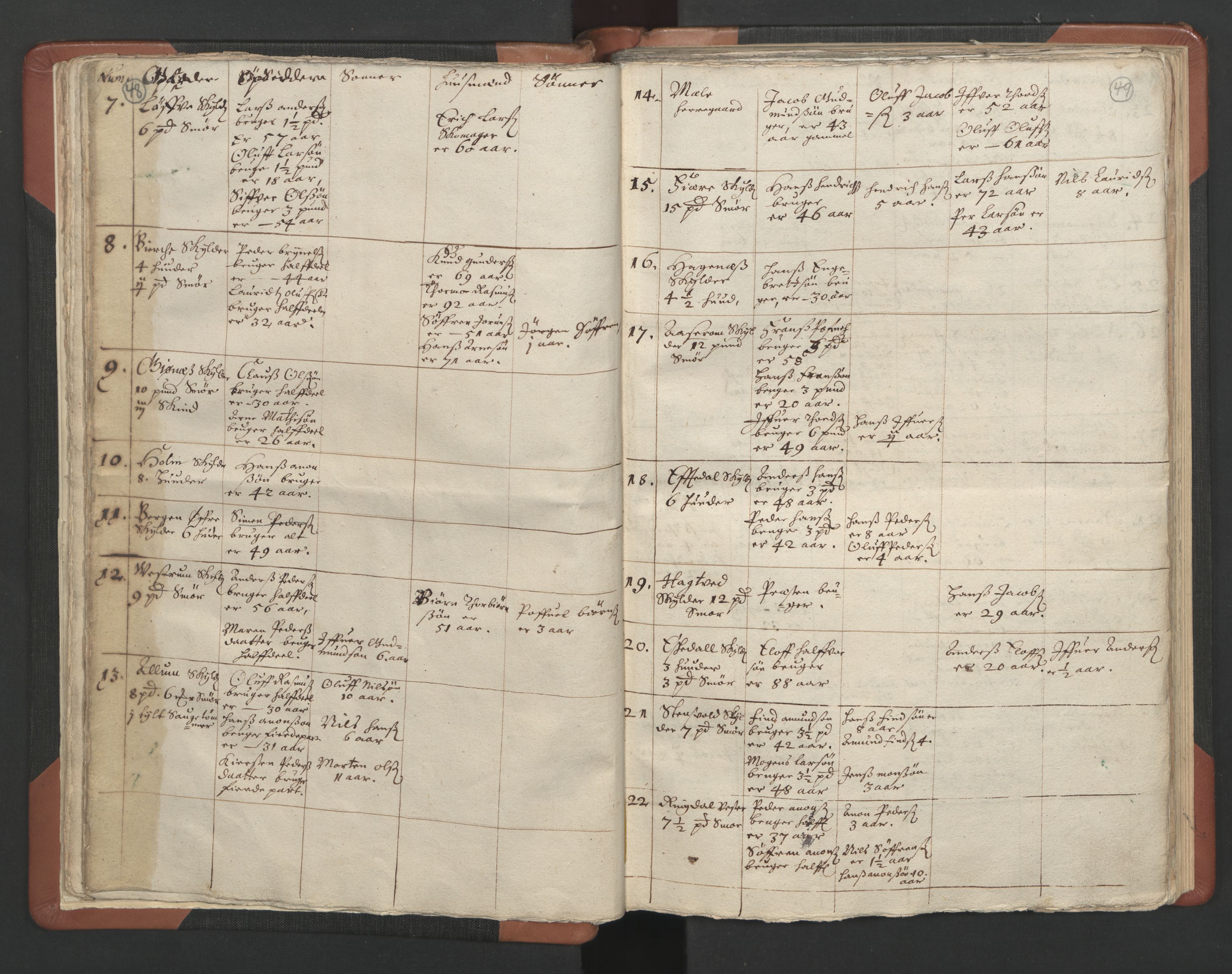 RA, Vicar's Census 1664-1666, no. 11: Brunlanes deanery, 1664-1666, p. 48-49