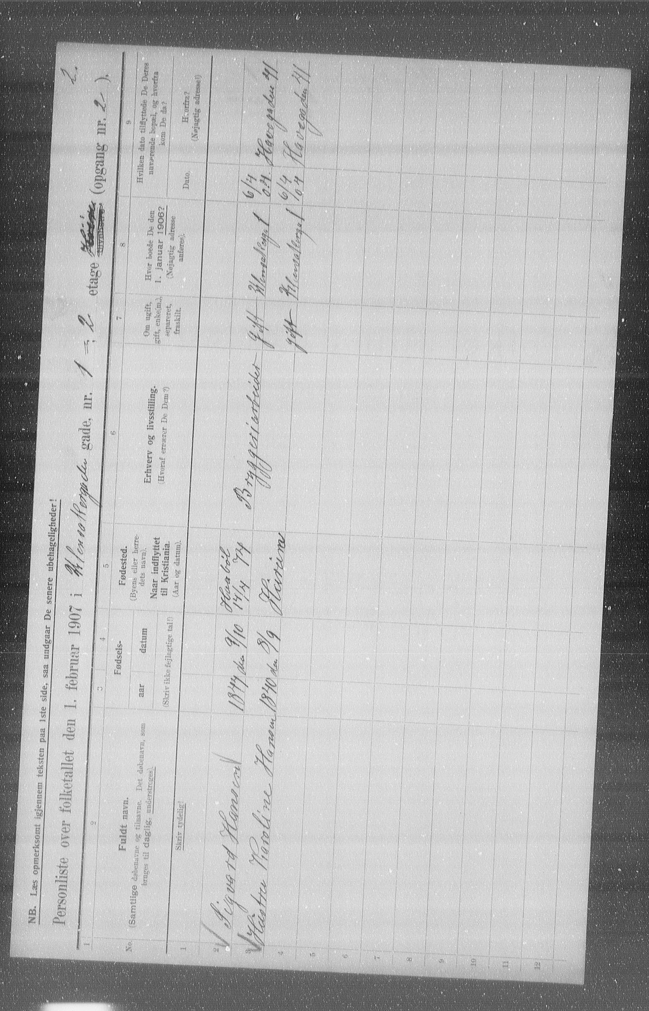 OBA, Municipal Census 1907 for Kristiania, 1907, p. 60342