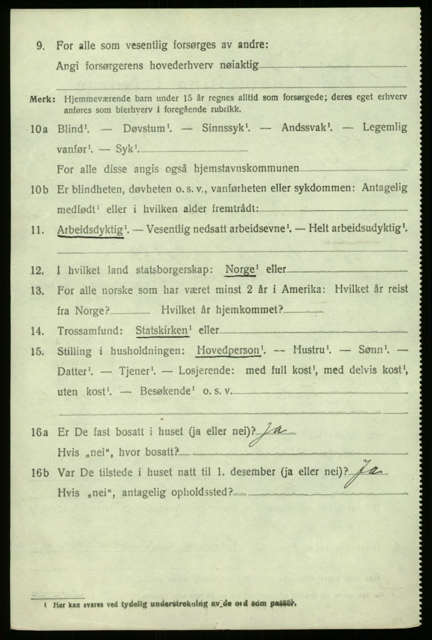 SAB, 1920 census for Gulen, 1920, p. 6196