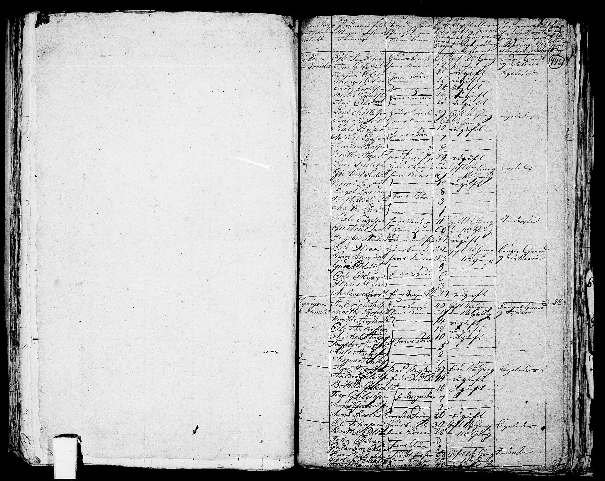 RA, 1801 census for 1245P Sund, 1801, p. 445b-446a