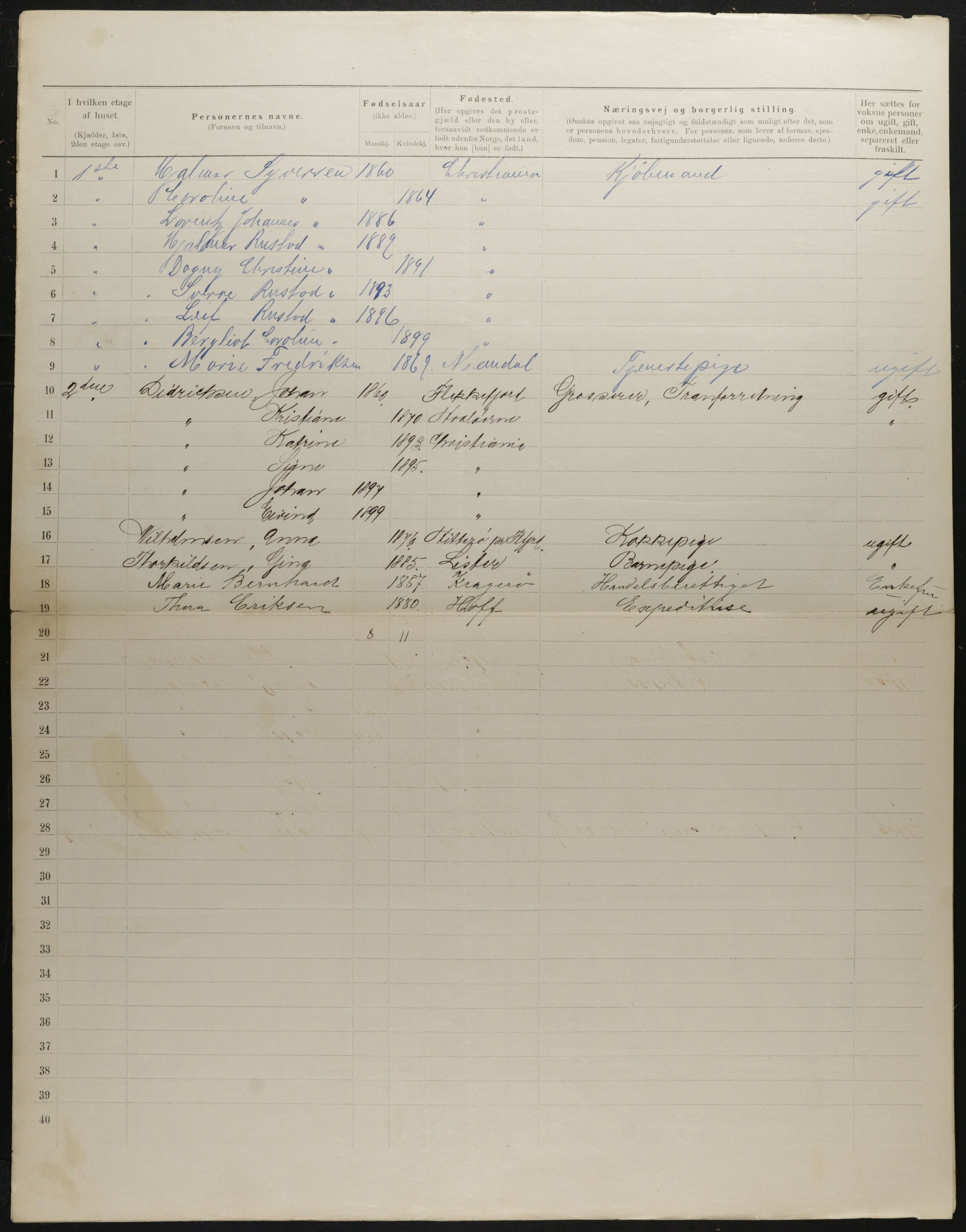 OBA, Municipal Census 1901 for Kristiania, 1901, p. 2145