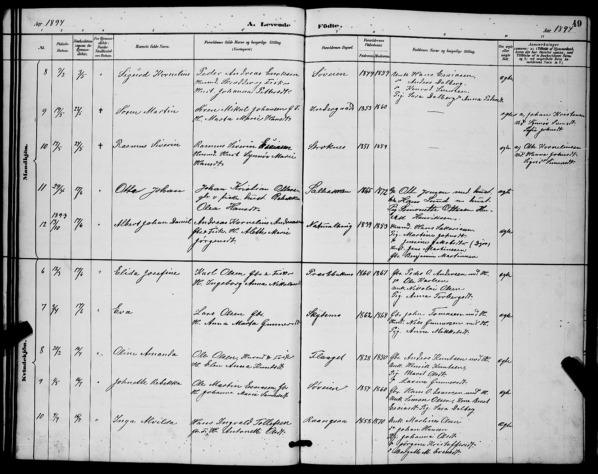 Ibestad sokneprestembete, AV/SATØ-S-0077/H/Ha/Hab/L0015klokker: Parish register (copy) no. 15, 1888-1899, p. 49