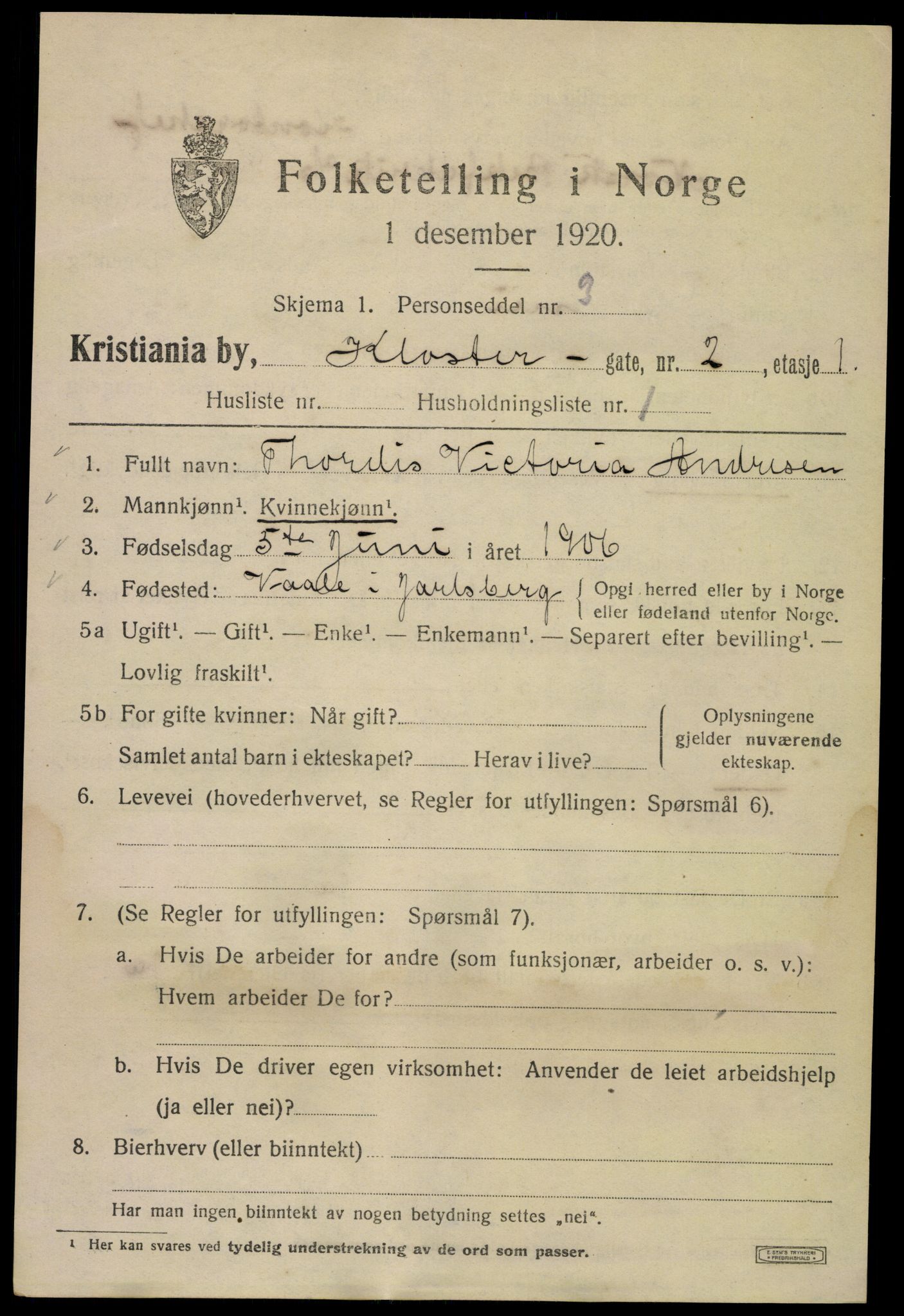 SAO, 1920 census for Kristiania, 1920, p. 344971