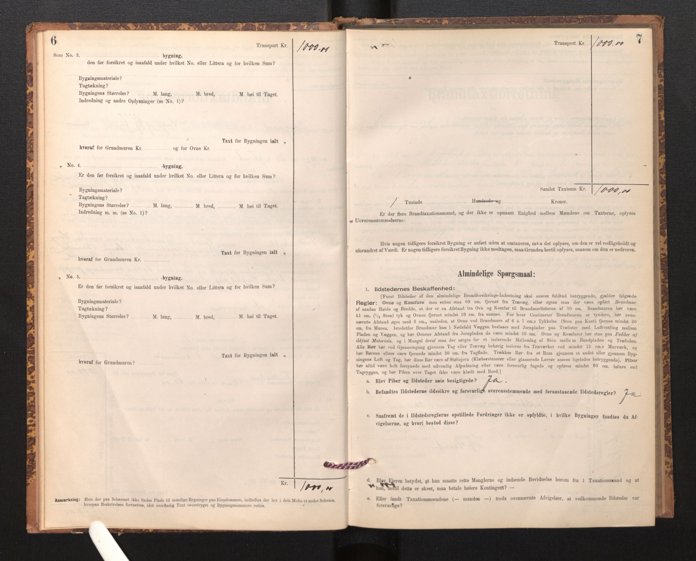 Lensmannen i Borgund, AV/SAB-A-26601/0012/L0003: Branntakstprotokoll, skjematakst, 1903-1937, p. 6-7