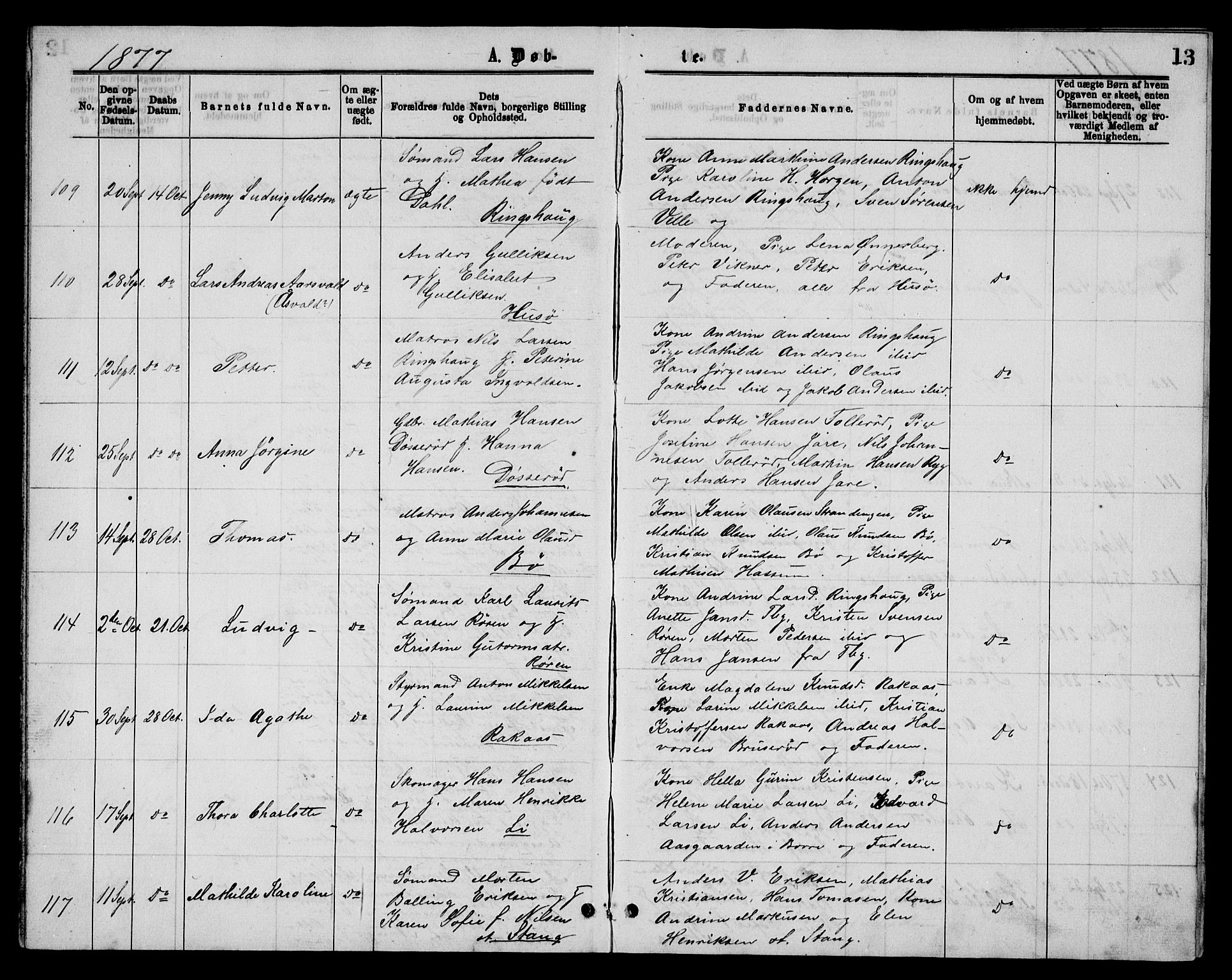 Sem kirkebøker, AV/SAKO-A-5/G/Gb/L0001: Parish register (copy) no. II 1, 1877-1885, p. 13