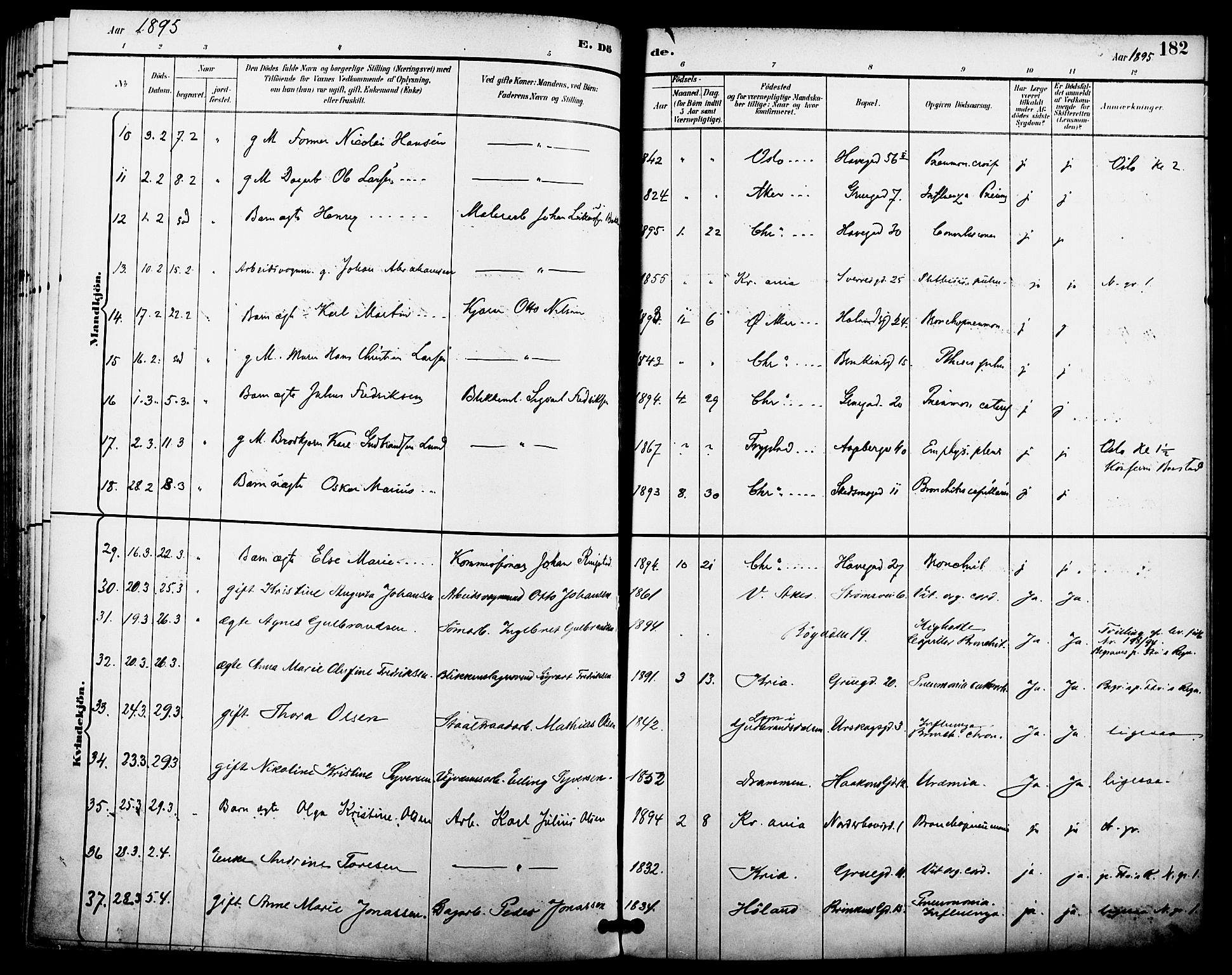 Kampen prestekontor Kirkebøker, AV/SAO-A-10853/F/Fa/L0008: Parish register (official) no. I 8, 1892-1902, p. 182