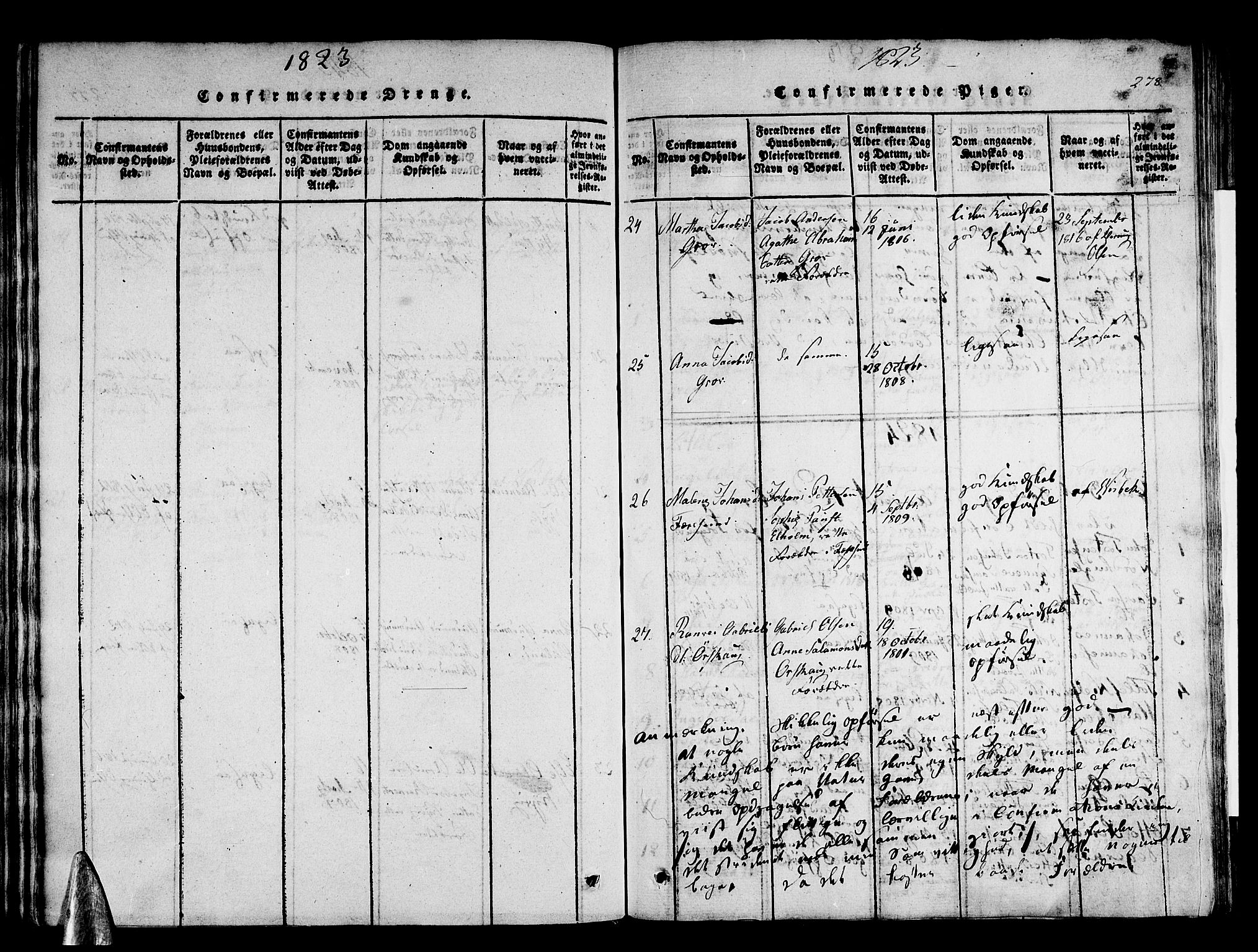 Stord sokneprestembete, AV/SAB-A-78201/H/Haa: Parish register (official) no. A 5, 1816-1825, p. 278