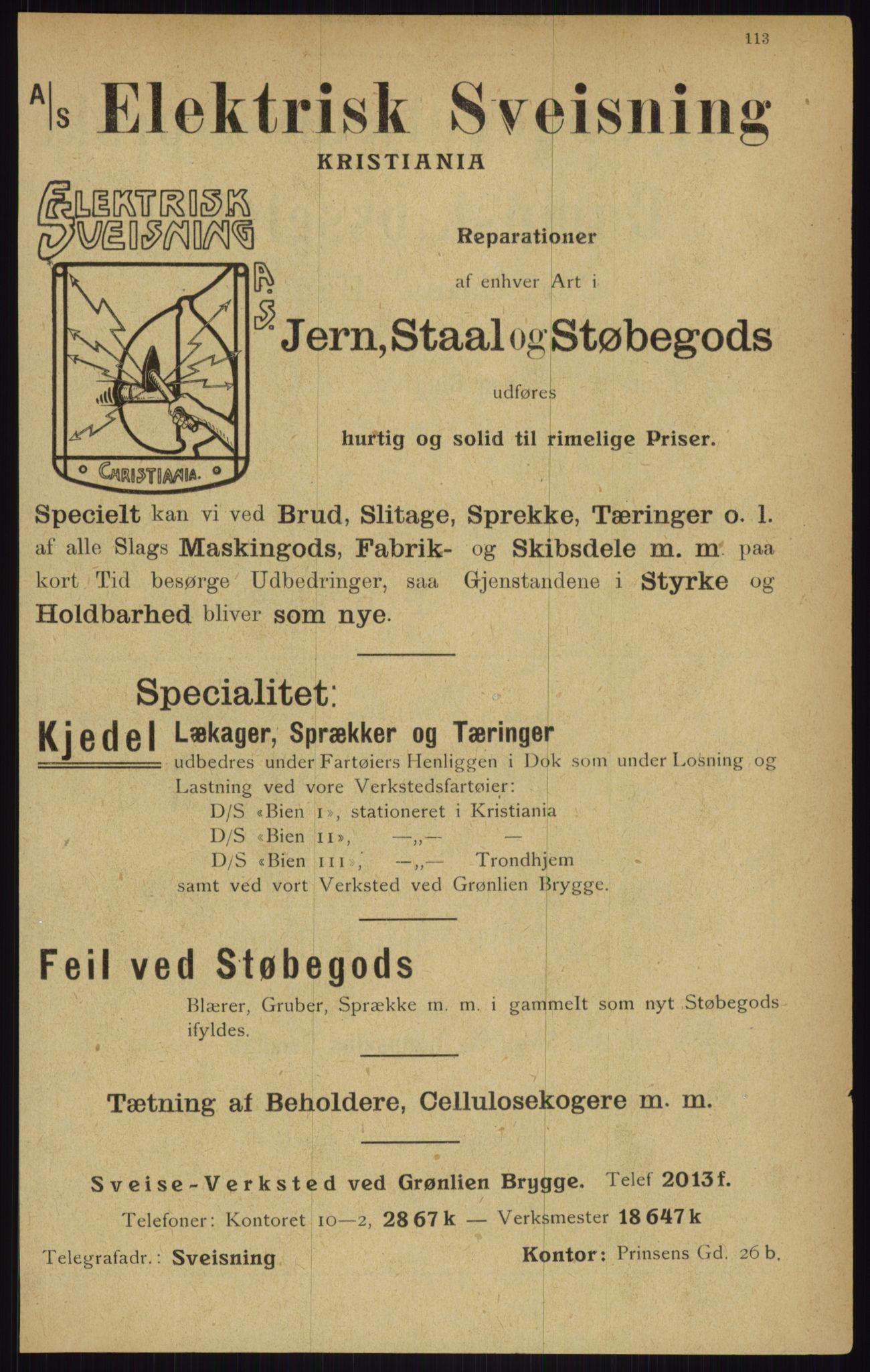 Kristiania/Oslo adressebok, PUBL/-, 1916, p. 113