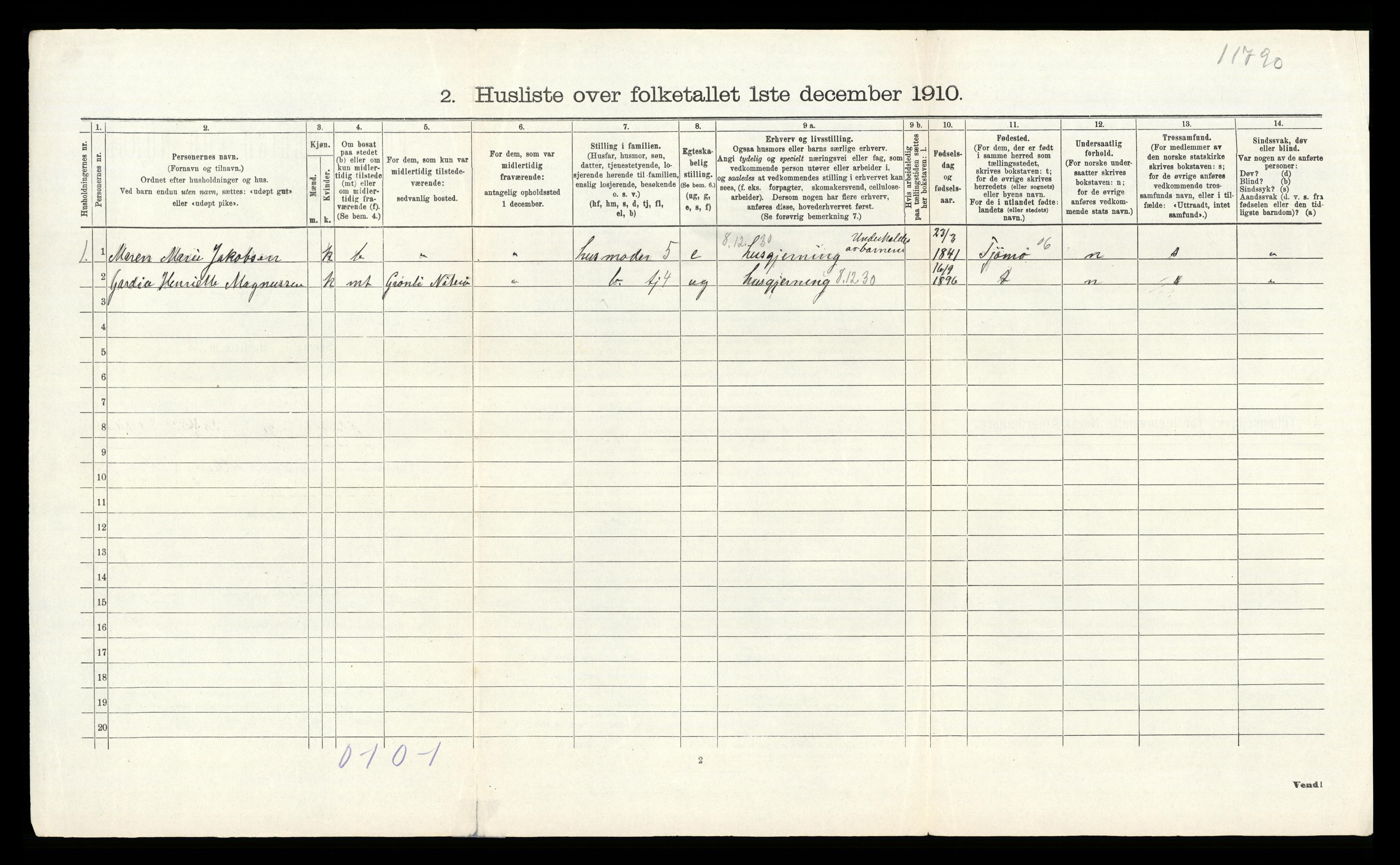 RA, 1910 census for Nøtterøy, 1910, p. 809