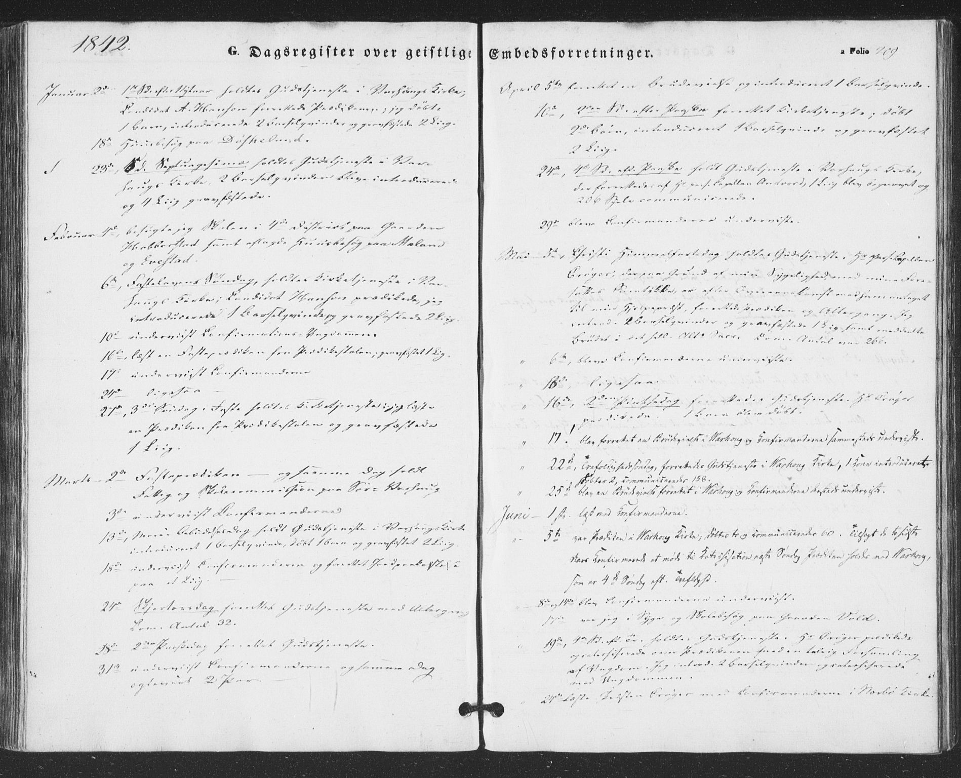 Hå sokneprestkontor, SAST/A-101801/001/30BA/L0007: Parish register (official) no. A 6, 1842-1855, p. 209