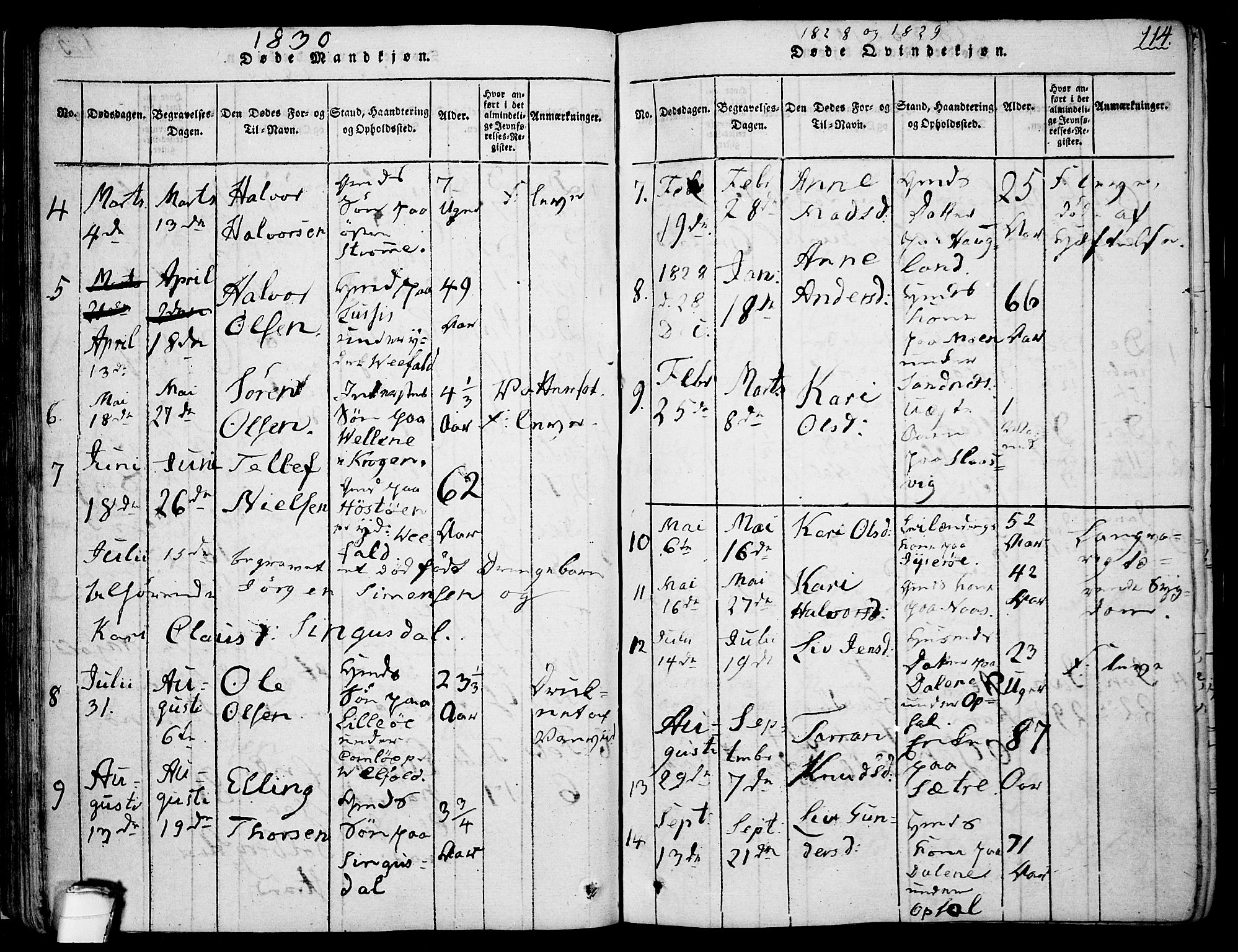 Drangedal kirkebøker, AV/SAKO-A-258/F/Fa/L0005: Parish register (official) no. 5 /1, 1814-1831, p. 114