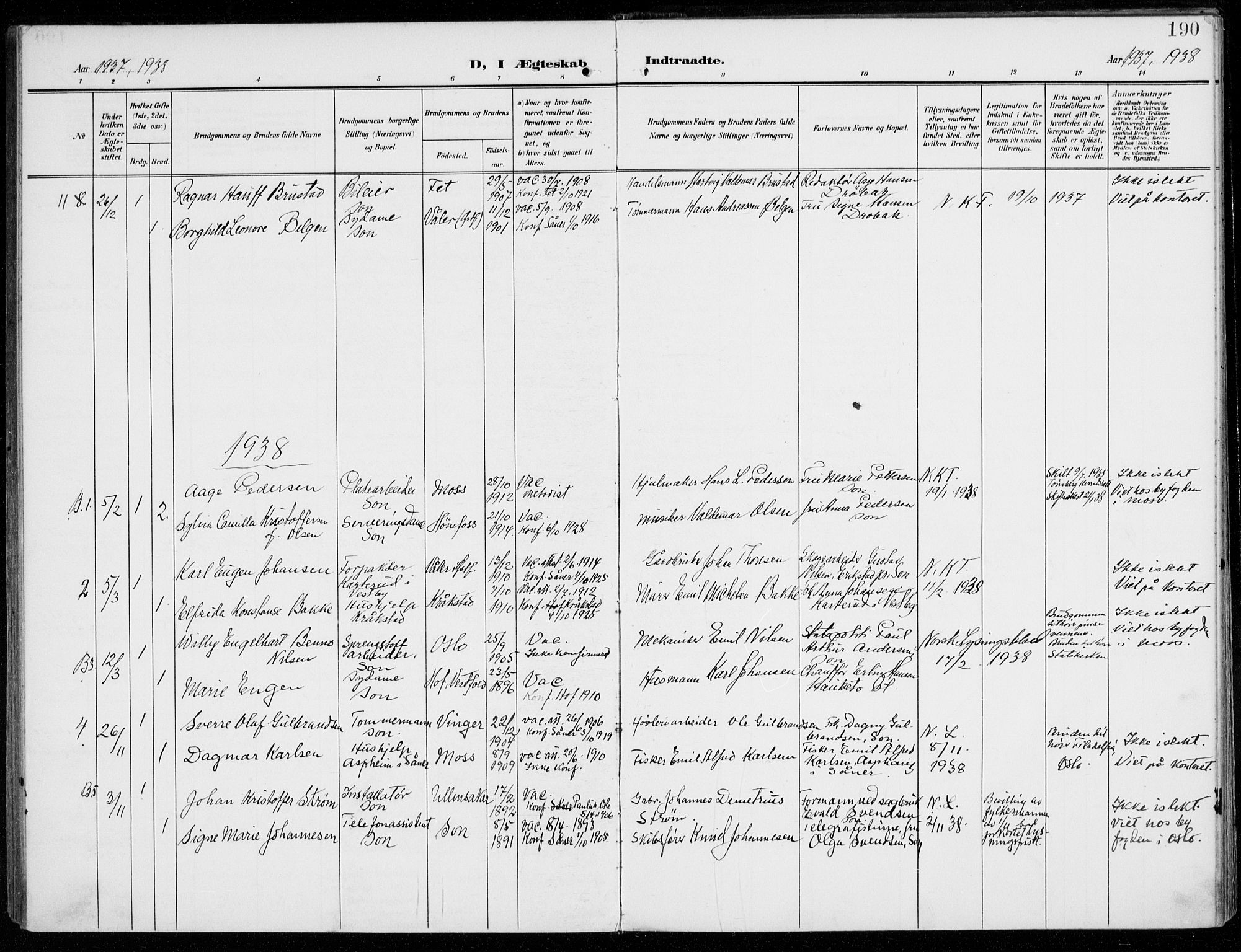 Vestby prestekontor Kirkebøker, SAO/A-10893/F/Fc/L0002: Parish register (official) no. III 2, 1906-1940, p. 190