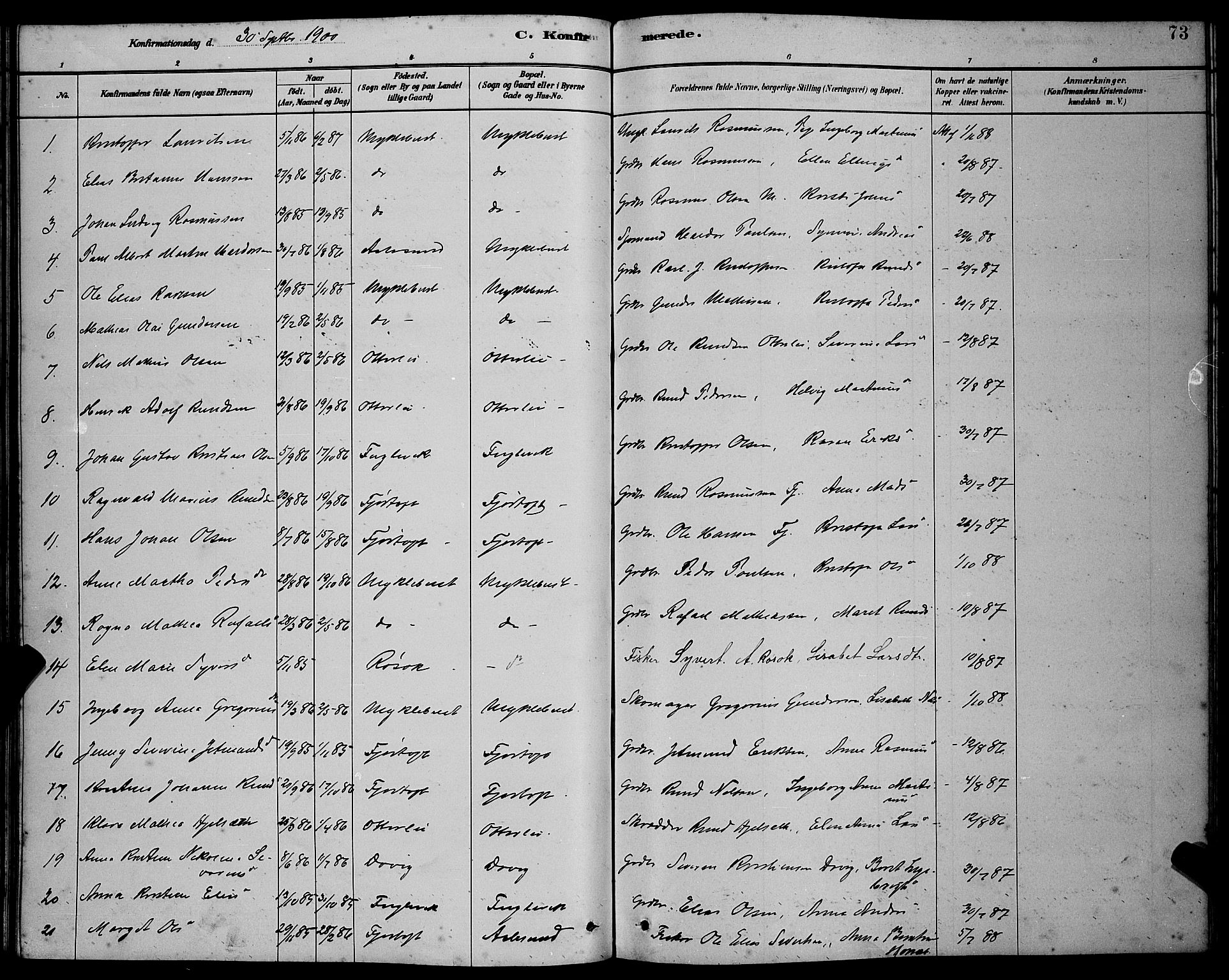 Ministerialprotokoller, klokkerbøker og fødselsregistre - Møre og Romsdal, SAT/A-1454/538/L0523: Parish register (copy) no. 538C01, 1881-1900, p. 73
